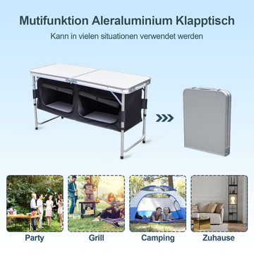 Randaco Campingtisch 120x47x68cm, faltbar Campingküche, Outdoor inkl.Tragetasche (1 Tisch ink.Tragetasche), Tischplatte aus MDF