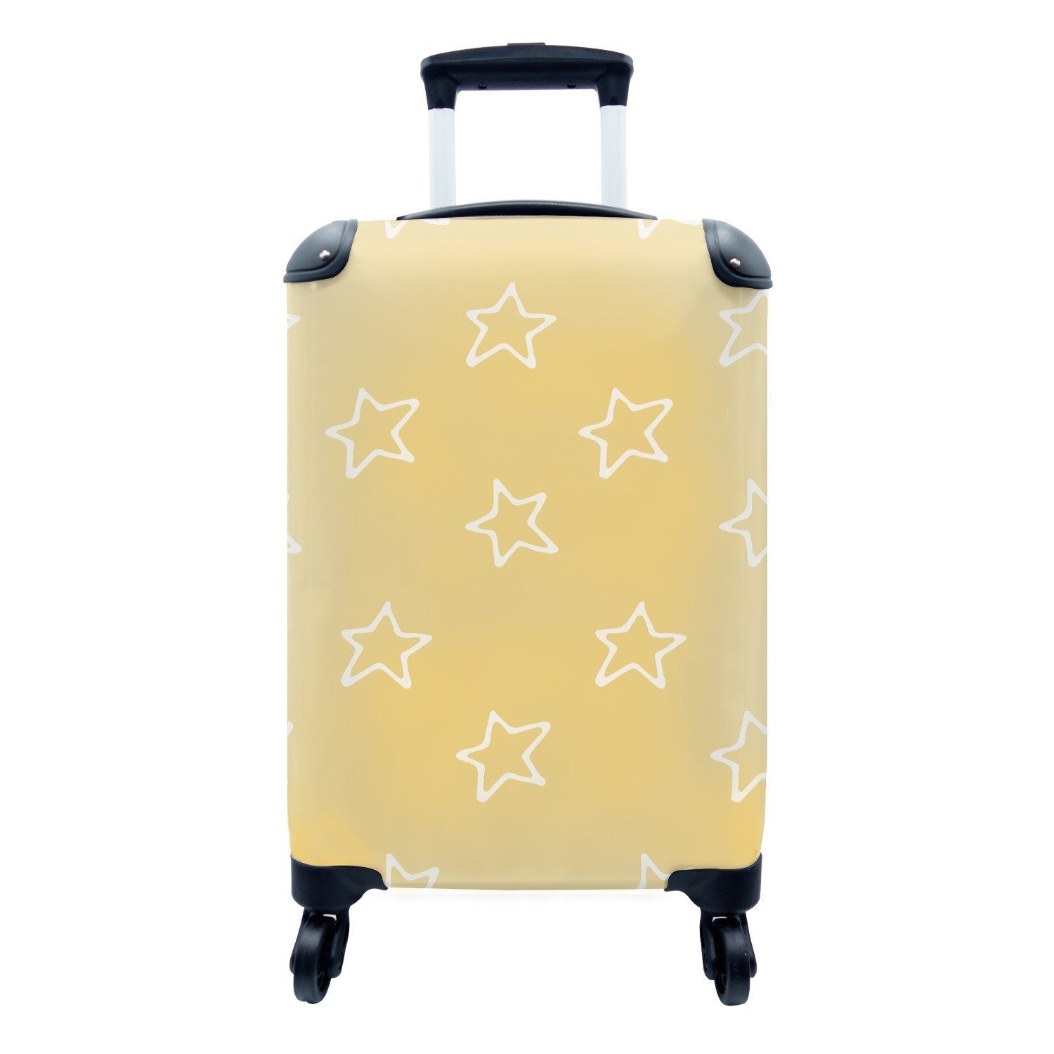 MuchoWow Handgepäckkoffer Sterne - Orange - Muster, 4 Rollen, Reisetasche mit rollen, Handgepäck für Ferien, Trolley, Reisekoffer