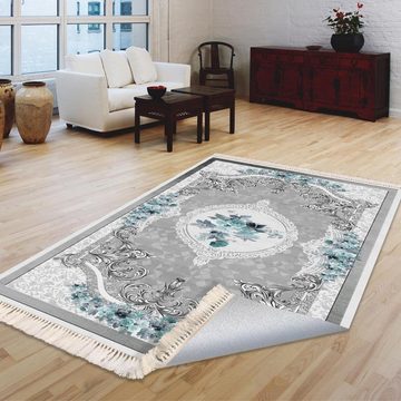 Teppich Dinarsu Waschbarer Teppich 1055-Grey 4mm 6x Größen Läufer Grau, merinos, Rechteck, Höhe: 4 mm, Universell einsetzbar, Fußbodenheizungsgeeignet
