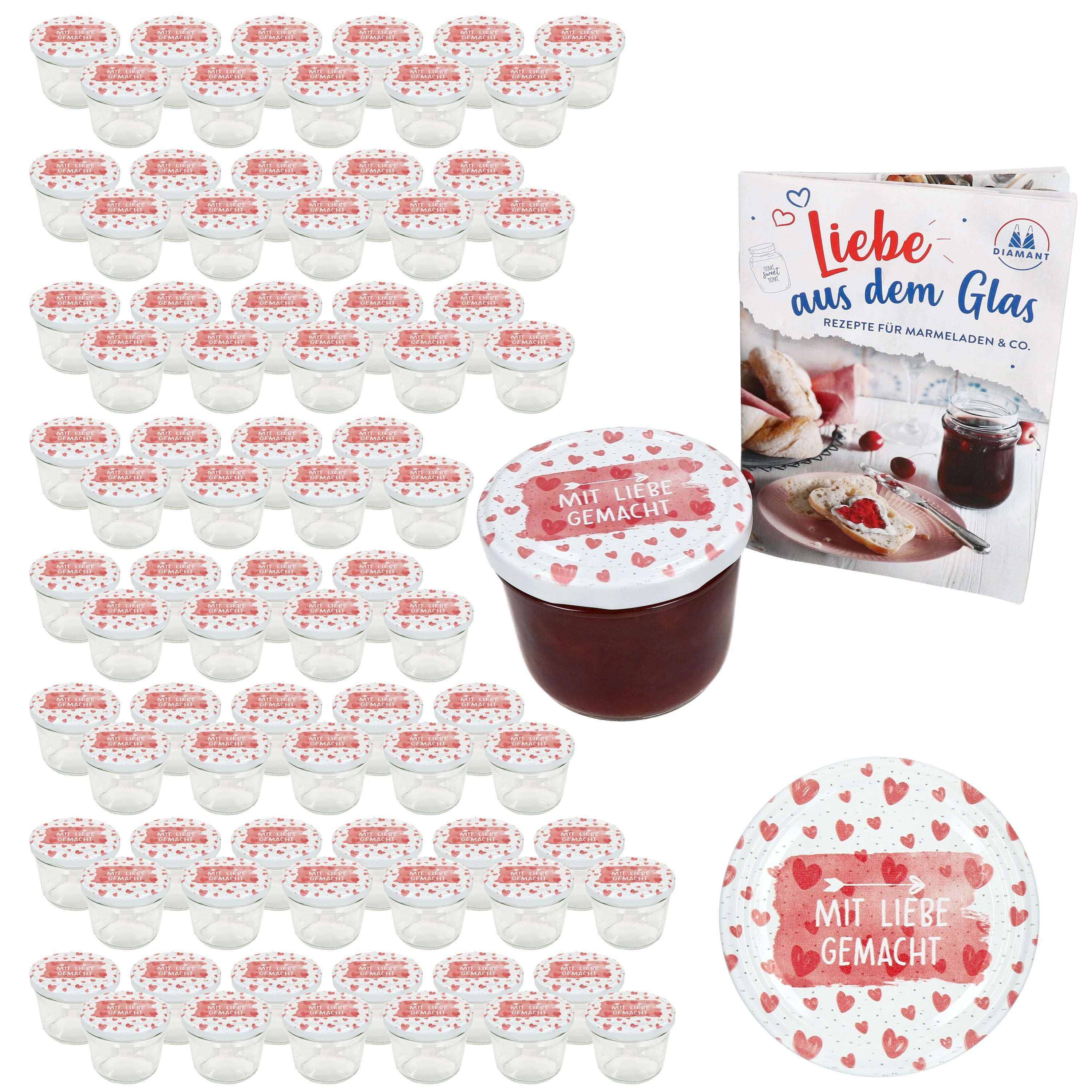 Einmachglas 100er Set Sturzglas 230ml Einmachglas Mit Liebe gemacht Deckel