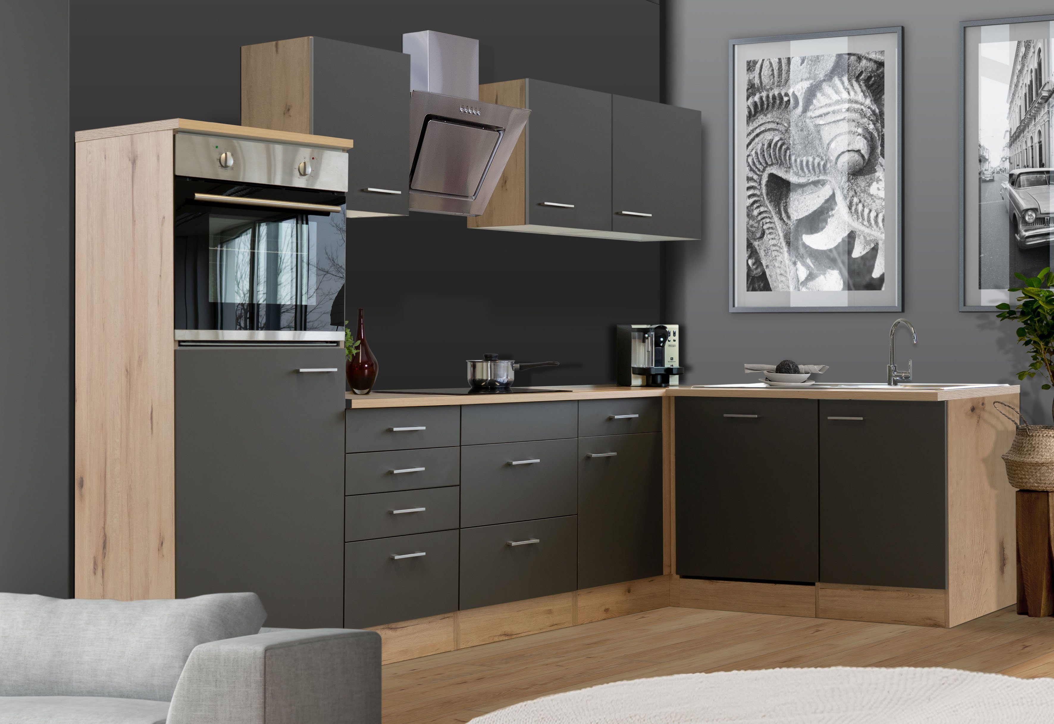 Flex-Well Küchenzeile Morena, wahlweise mit E-Geräten, Gesamtbreite 280x170 cm