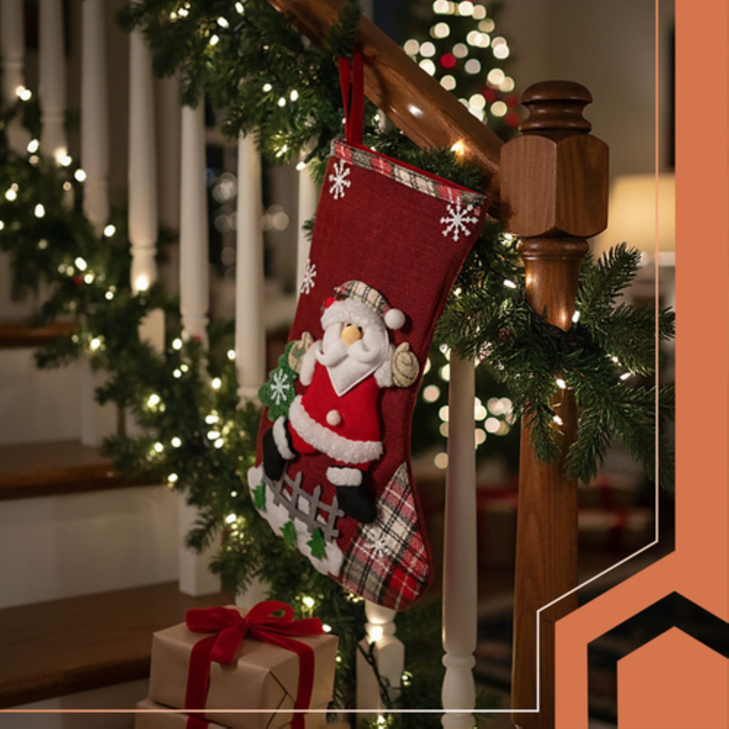 Ruhhy Nikolausstiefel Weihnachtskaminsocken Weihnachtsmann, Rentier, Schneemann, Teddybär (Dekorations- & Geschenkset für Weihnachten, 4 St., 4 dekorative Weihn – Bild 5 von 5