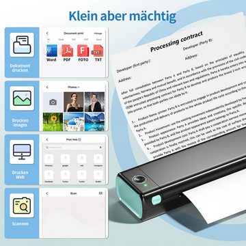 Novzep Kabelloser Reisedrucker, tintenloser kompakter tragbarer Thermodrucker Multifunktionsdrucker