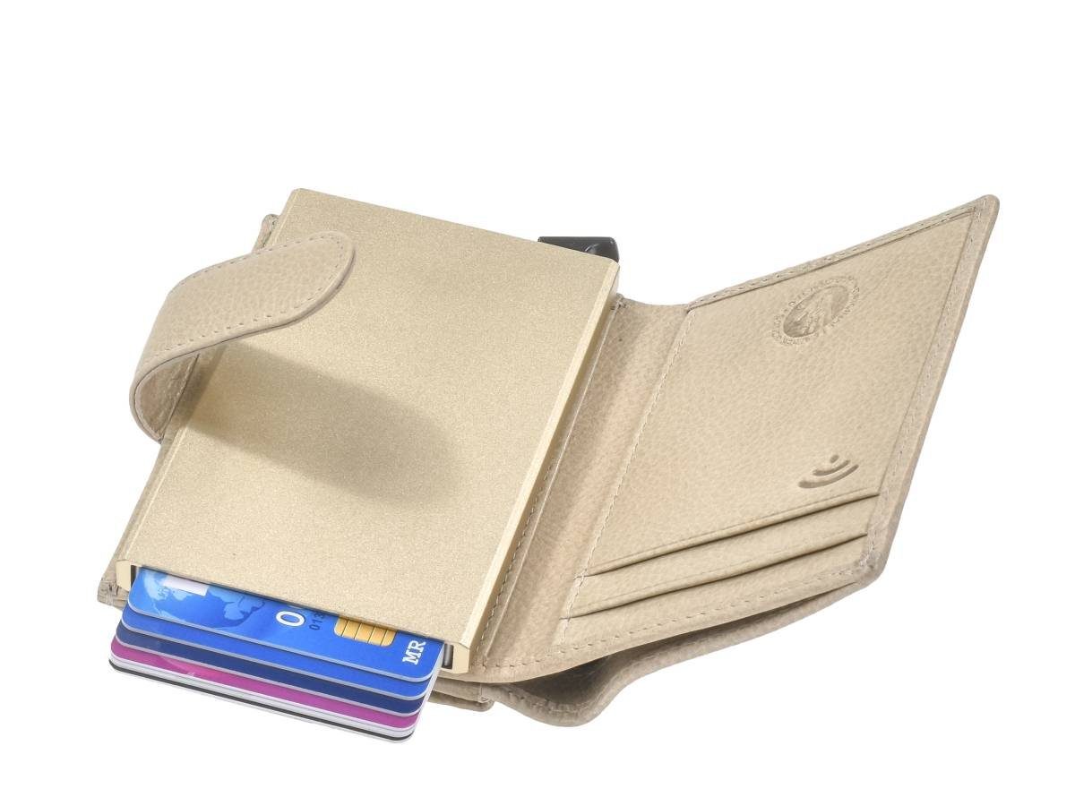 Card-Slider Geldbörse Greenburry RFID, Nappa, Kings Kartenbörse, Kartenetui creme Lederbörse,
