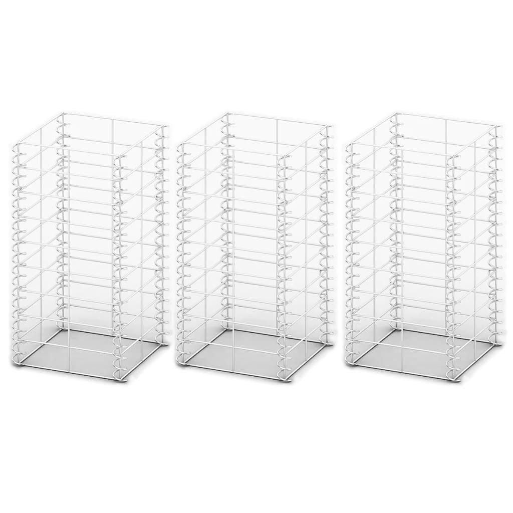 vidaXL Gabionenzaun, Gabionen-Set 3-tlg. Verzinkter Draht 25×25×50 cm