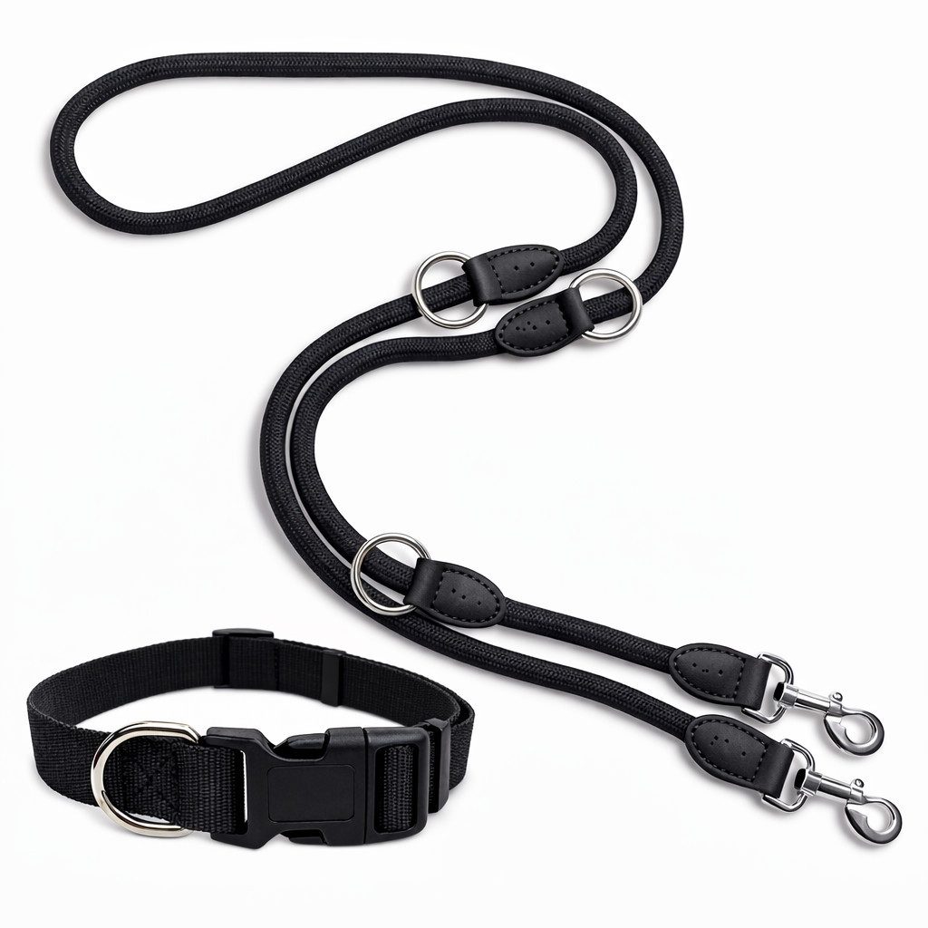Illes-Laedchen Hunde-Halsband Hundehalsband mit Leine im Set viele Größen und Farben in top Qualität