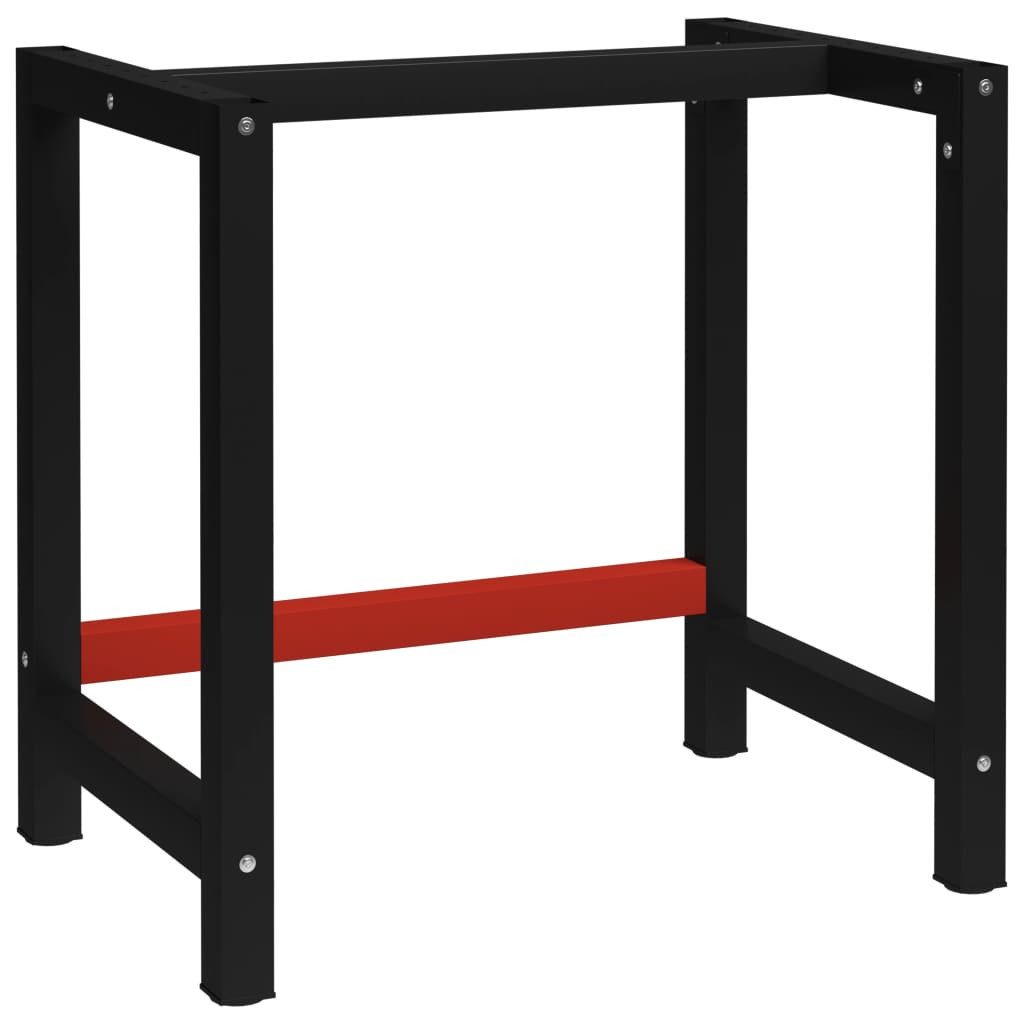 vidaXL Tischbein Werkbankgestell Metall 80x57x79 cm Schwarz und Rot