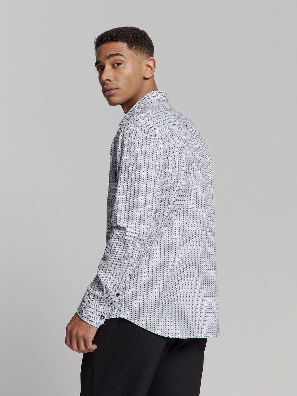 NO EXCESS Langarmhemd No Excess Bedrucktes hemd günstig online kaufen