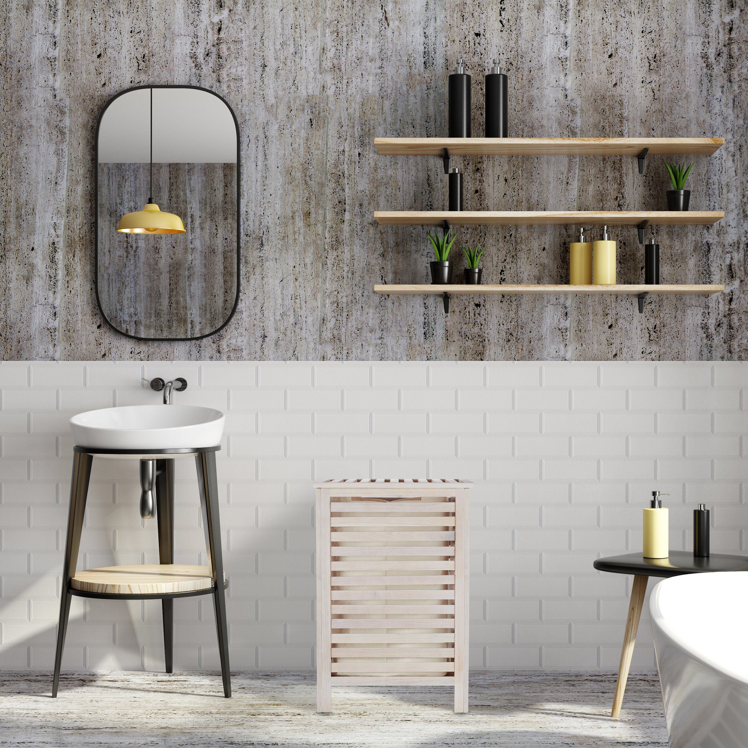 relaxdays Wäschetruhe Walnuss weiß günstig online kaufen