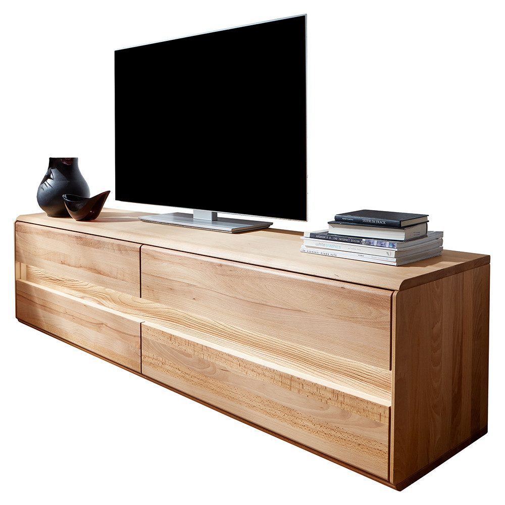 Lomadox Lowboard WELLAND-69, 184 cm breit, Kernbuche massiv geölt mit LED-Beleuchtung