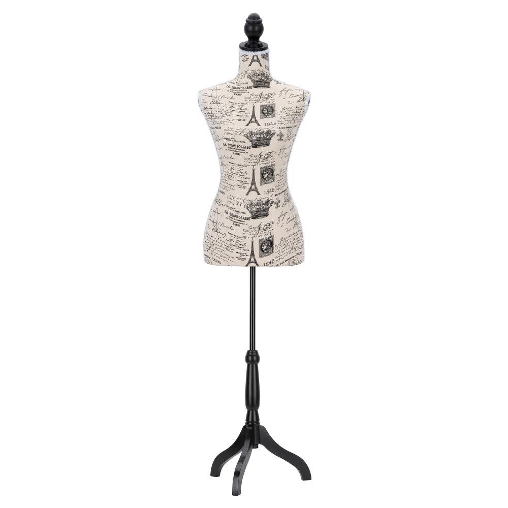 Semplix Schneiderpuppe - Torso, dekorativ mit Baumwollbezug, Parisdruck, höhenverstellbar