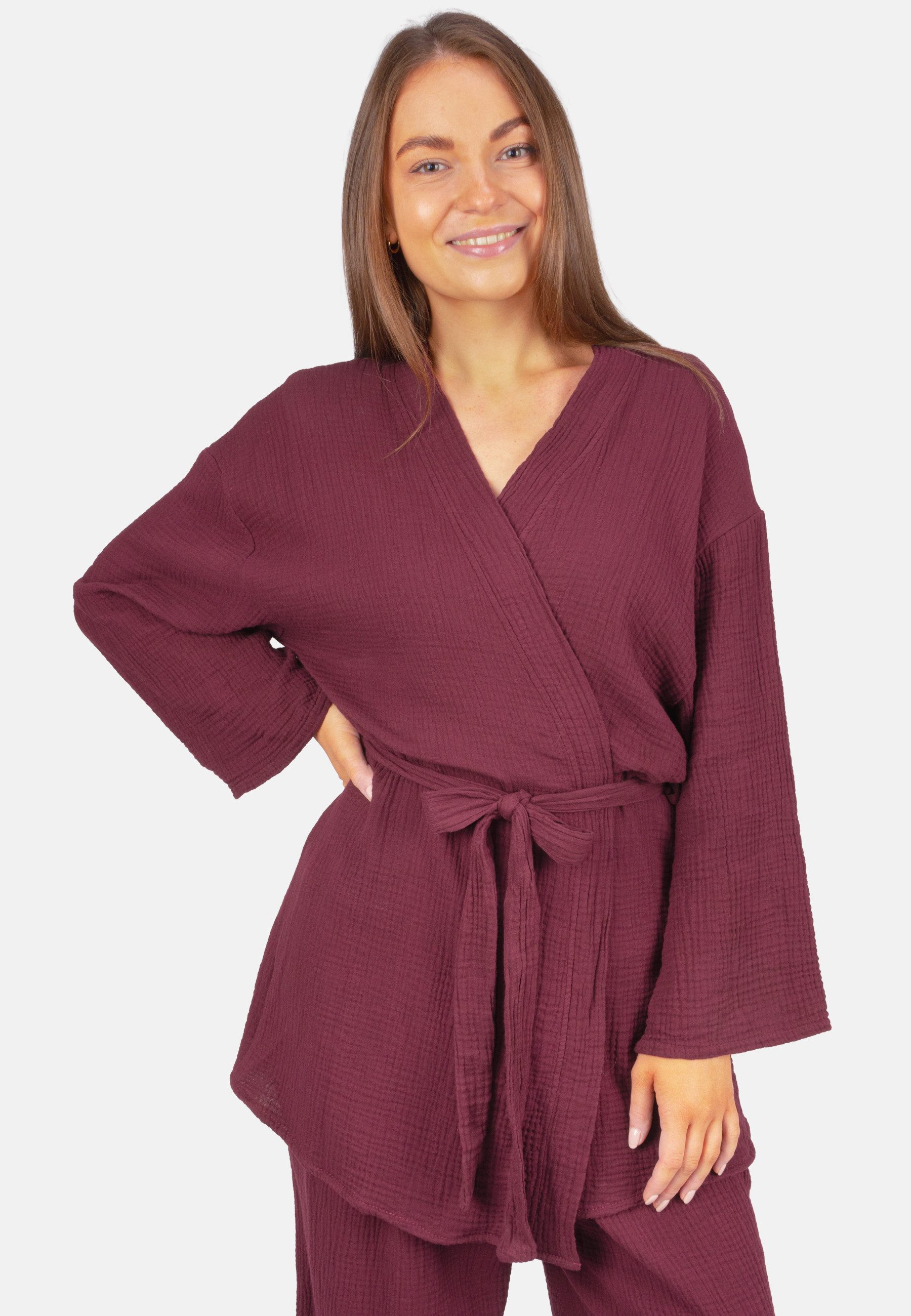 Seasons of April Blusenkimono KEHLANI MUSSELIN KIMONO (1-tlg) Damen Kimono Musselin mit Bindegürtel aus 100% Baumwolle