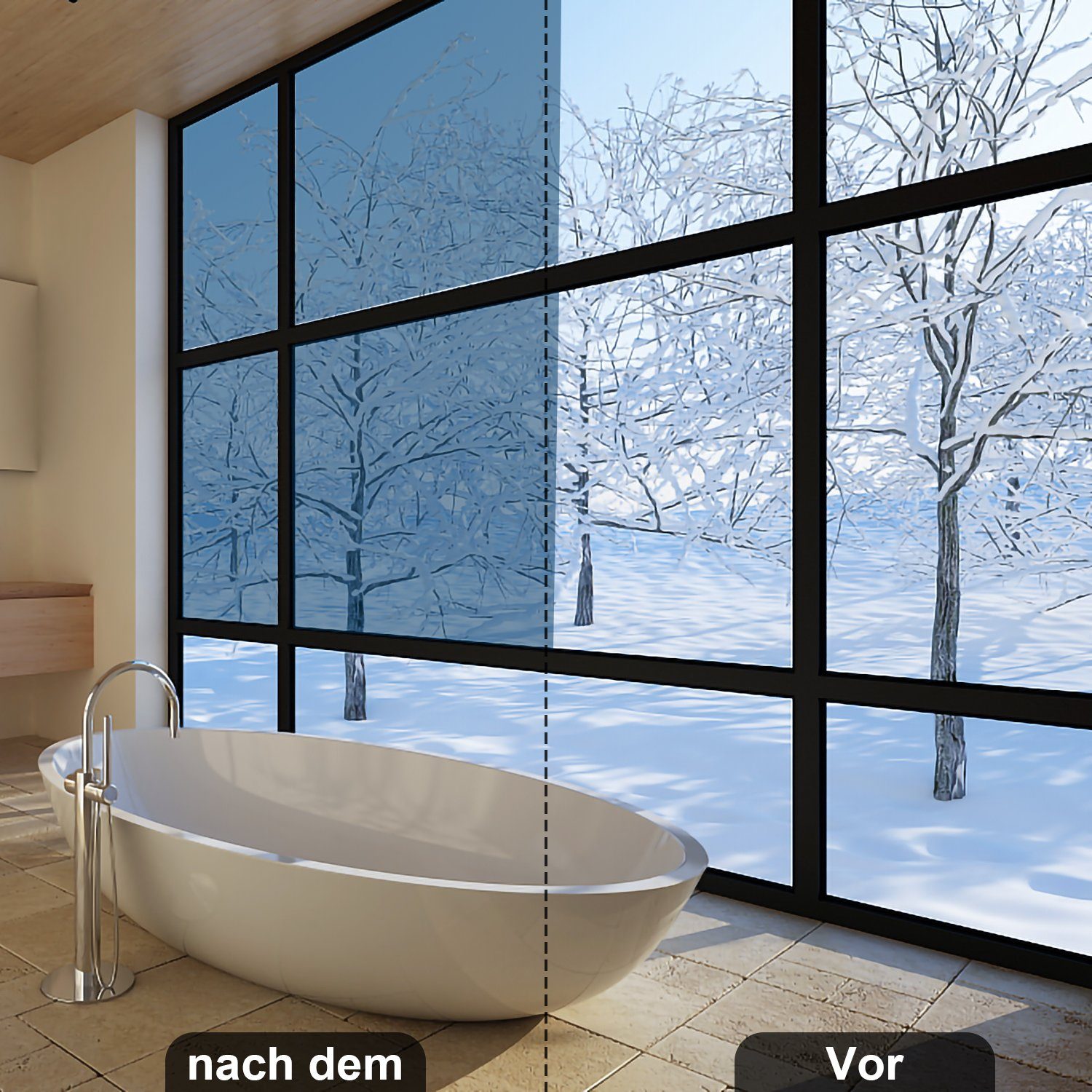 Folie 45/60/90cm, Milchglasfolie 90*200CM blau Statische - Sichtschutzfolie Fenster Clanmacy silber Fensterfolie Fensterfolie