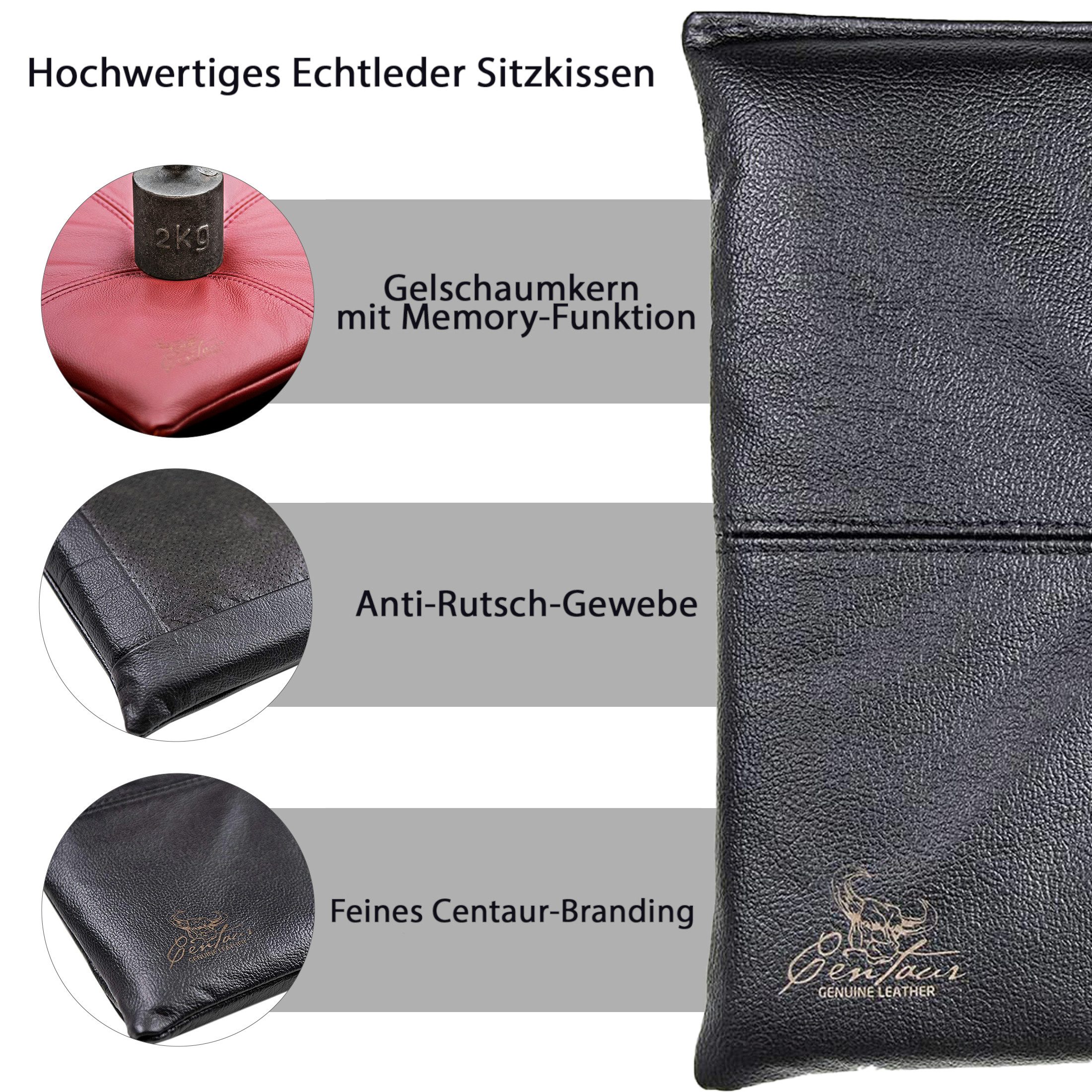 Centaur Sitzkissen aus echtem Leder, Sitzkissen, Hochwertiges Leder, echtes Rindleder, Antirutschfunktion, Handarbeit