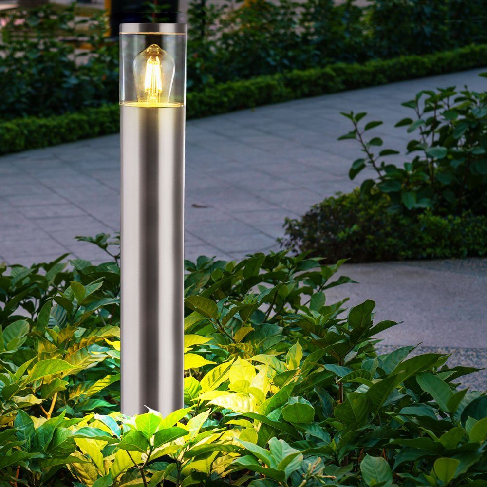 etc-shop LED Außen-Stehlampe, Beleuchtung Warmweiß, Edelstahl Weg Steh Garten Leuchte Außen Hof inklusive, Leuchtmittel