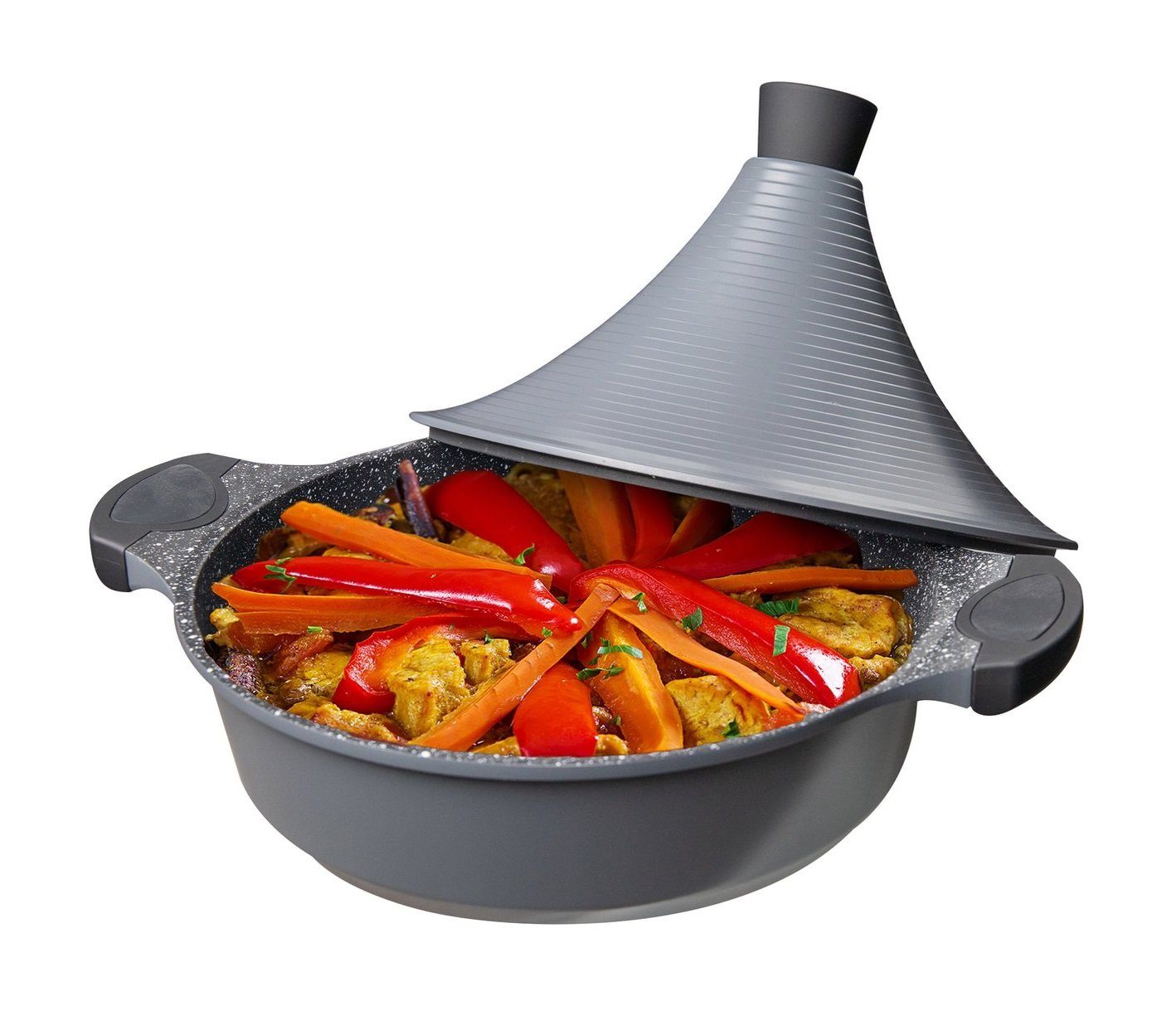 Cheffinger Dampfgartopf Aluguss Tajine Tagine Ø28cm Induktion Silikongriffe Gartopf Dampfgarer