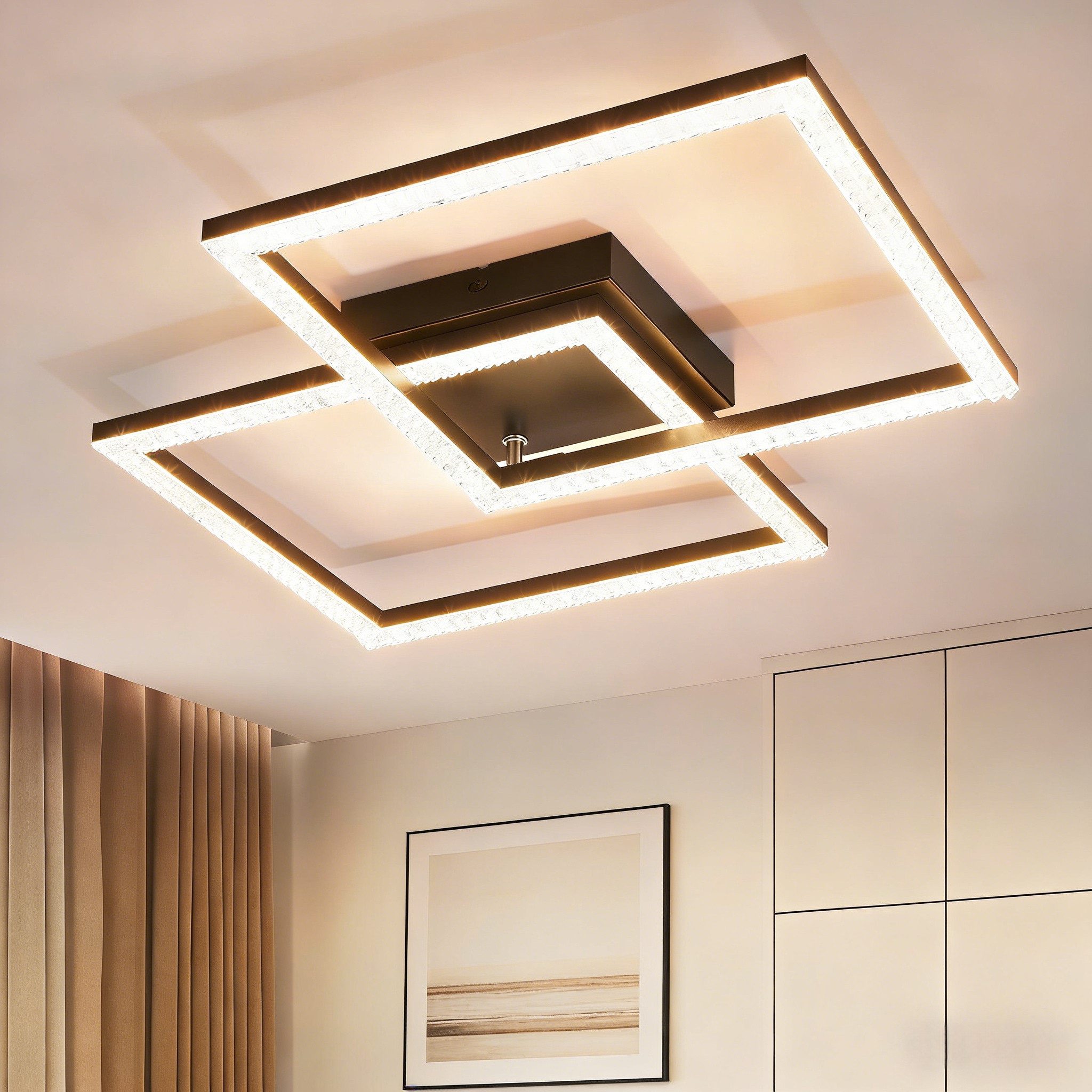 Nettlife LED Deckenleuchte Wohnzimmer Schwarz Deckenlampe LED 18/24W, LED fest integriert, Warmweiß, Flur Küche