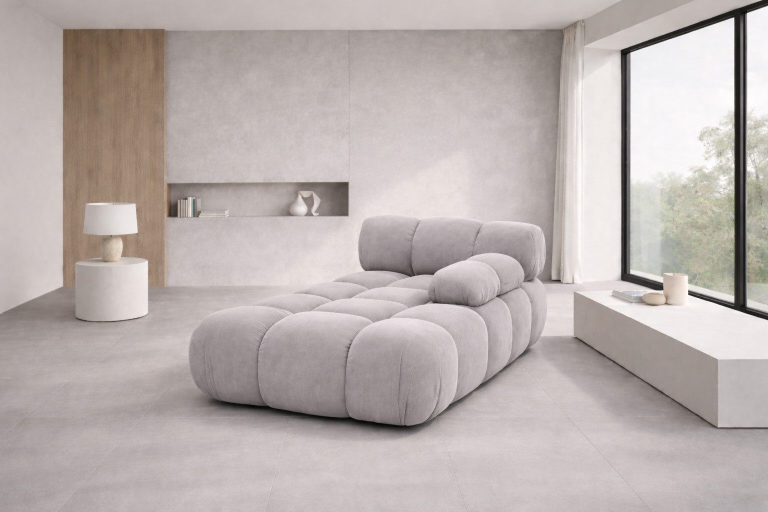 Kaiser Möbel Chaiselongue modular für Wohnzimmer, Veloursstoff Salvador, Selia, Chaiselongue, Veloursstoff Salvador,Teil eines Modulsystems,moderne, elegante Optik