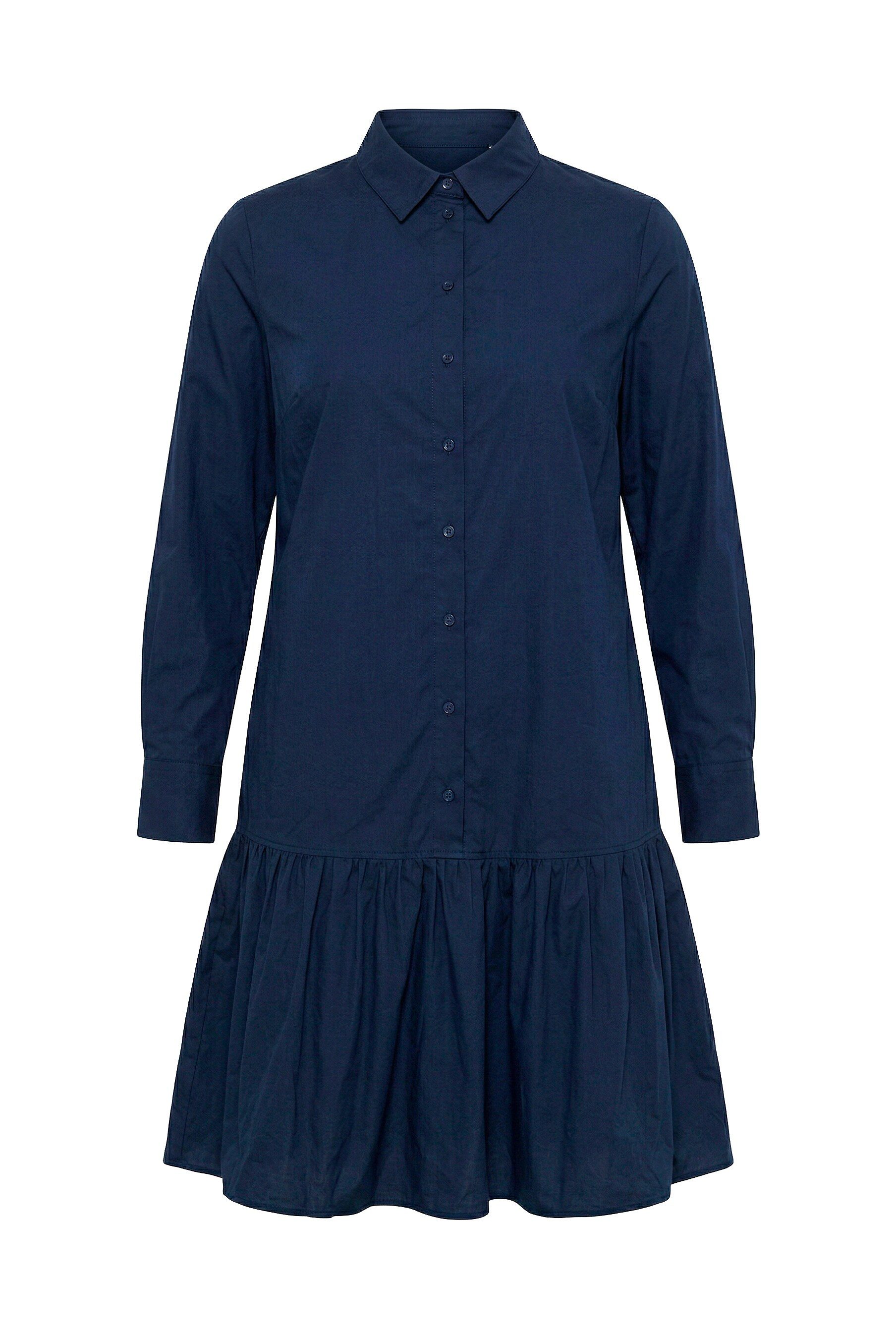 Ulla Popken Midikleid Midikleid Ballonsaum Hemdkragen Langarm – Bild 2 von 4