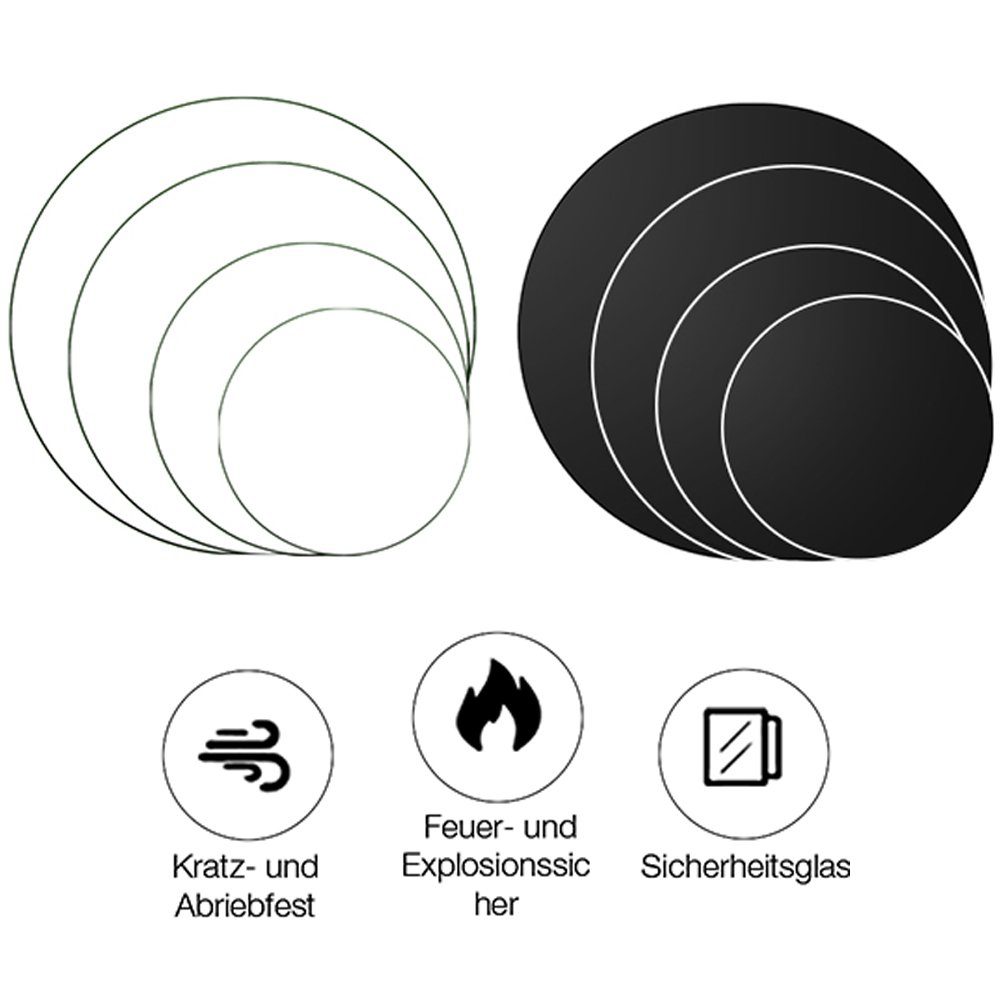 Mucola Glastisch Kaminglas Tischplatte Bodenplatte Rund Funkenschutz Sicherheitsglas (Stück), ESG Sicherheitsglas Schwarz
