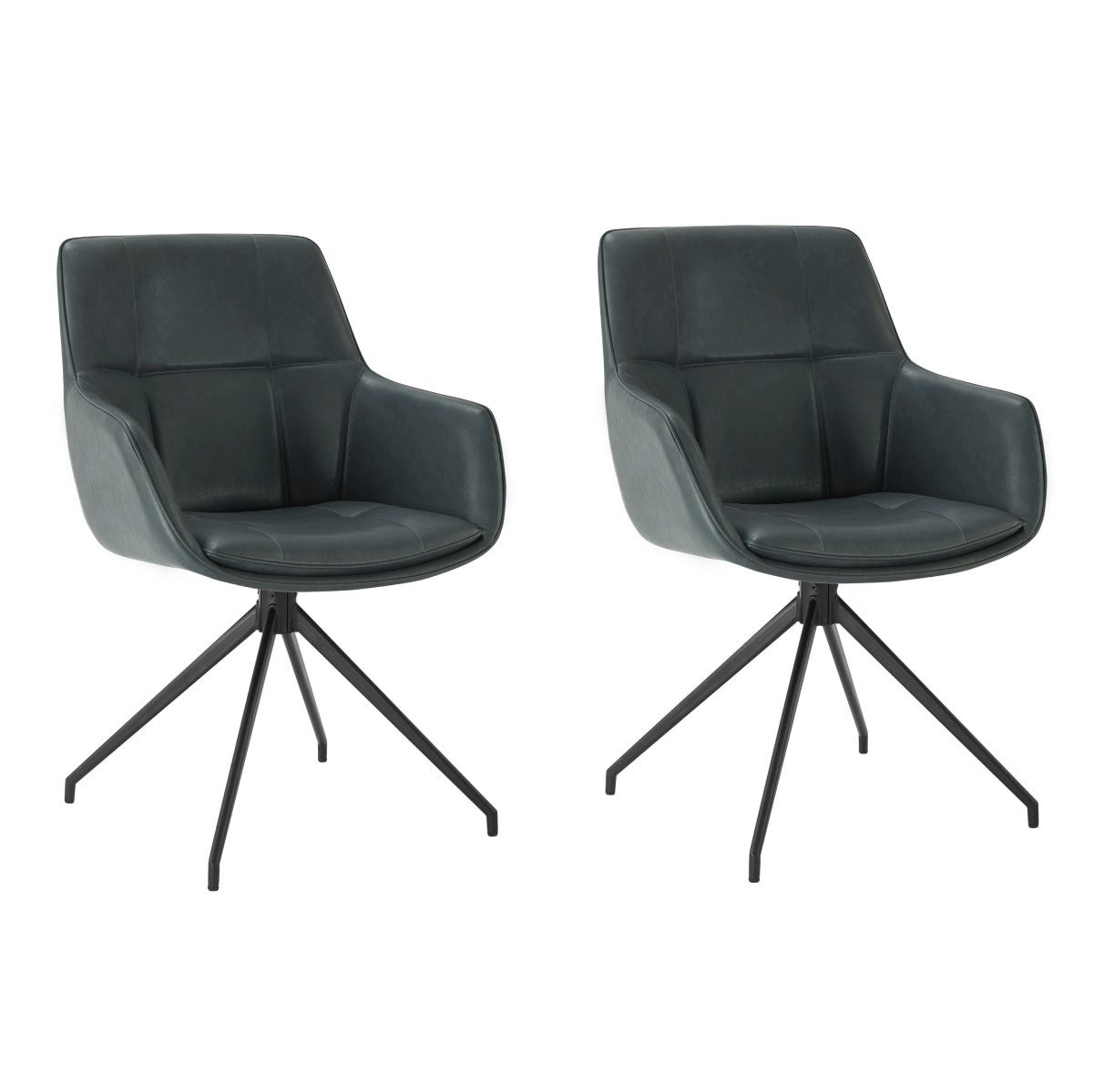 CHITA Esszimmerstuhl 2er Set 360° drehbar, Kunstleder, Metallgestell (2er Set), ergonomisch, mit Rückenlehne, Bürostuhl, 4-Fuß-Stuhl