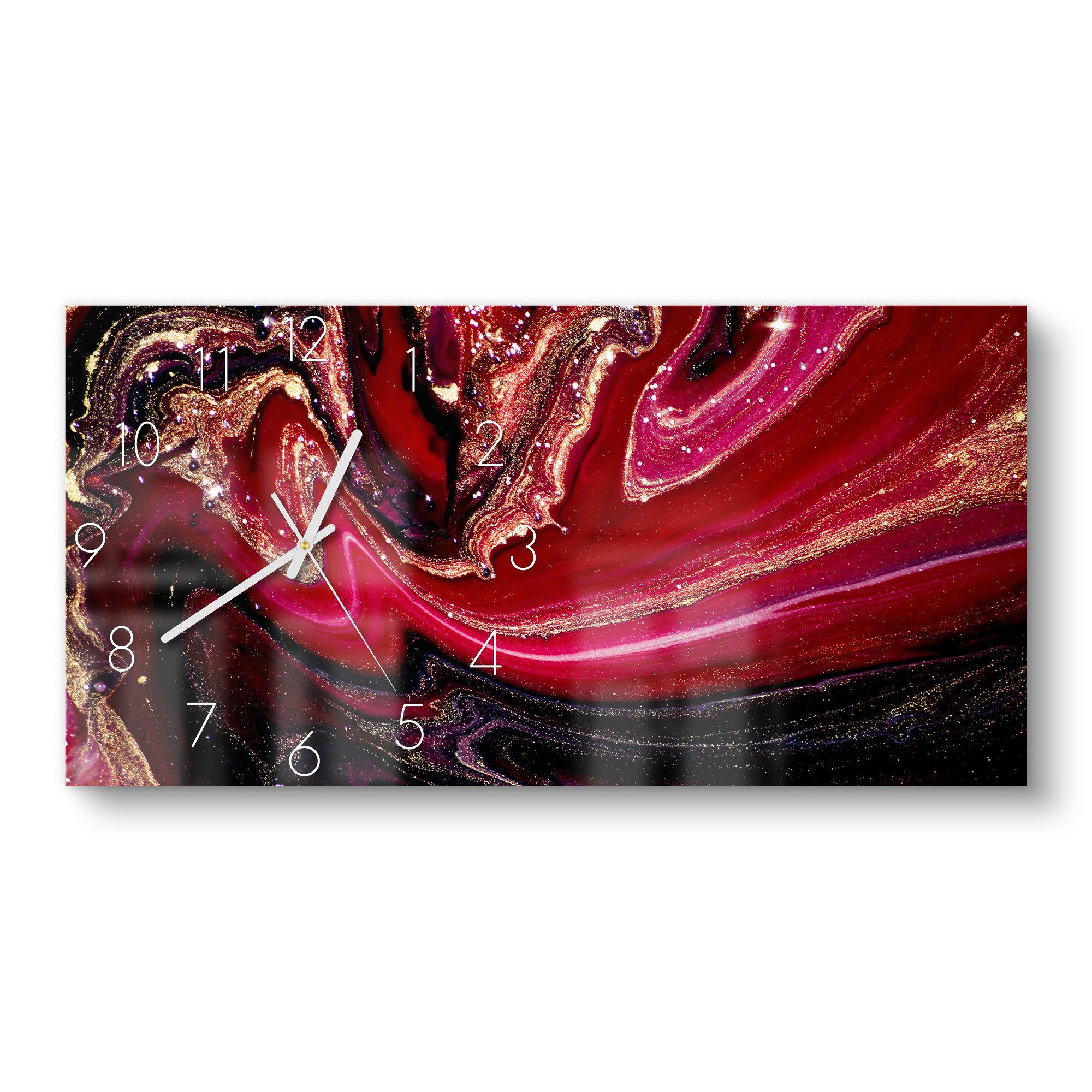 DEQOART Wanduhr 'Marmor-Lavafluss' (Glas Glasuhr modern Wand Uhr Design Küchenuhr)