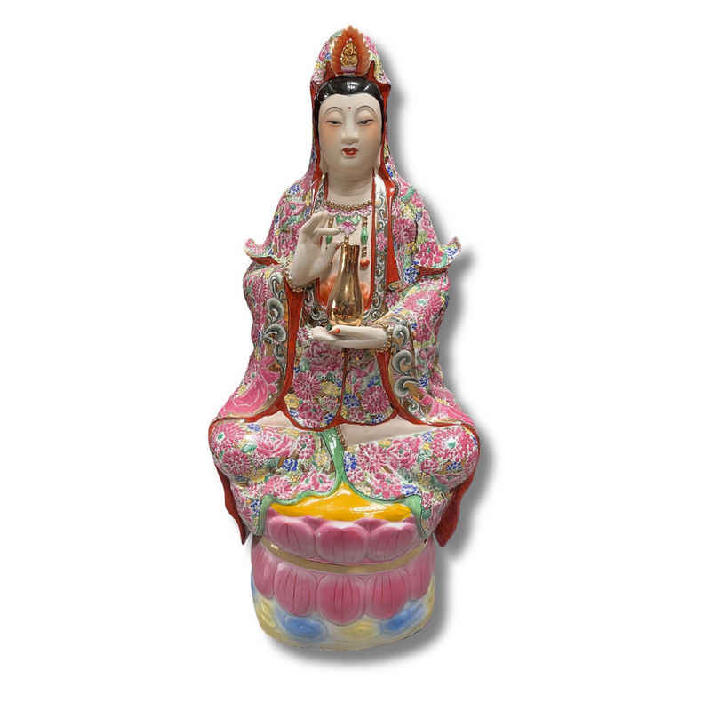 Asien LifeStyle Buddhafigur Buddha Statue Kwan-Yin aus Porzellan 102cm groß