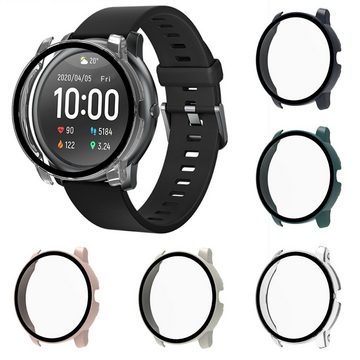 Wigento Smartwatch-Hülle Für Xiaomi Haylou Solar / LS05 360 Grad Schock Hülle + H9 Hart Glas Tasche Etuis Schwarz