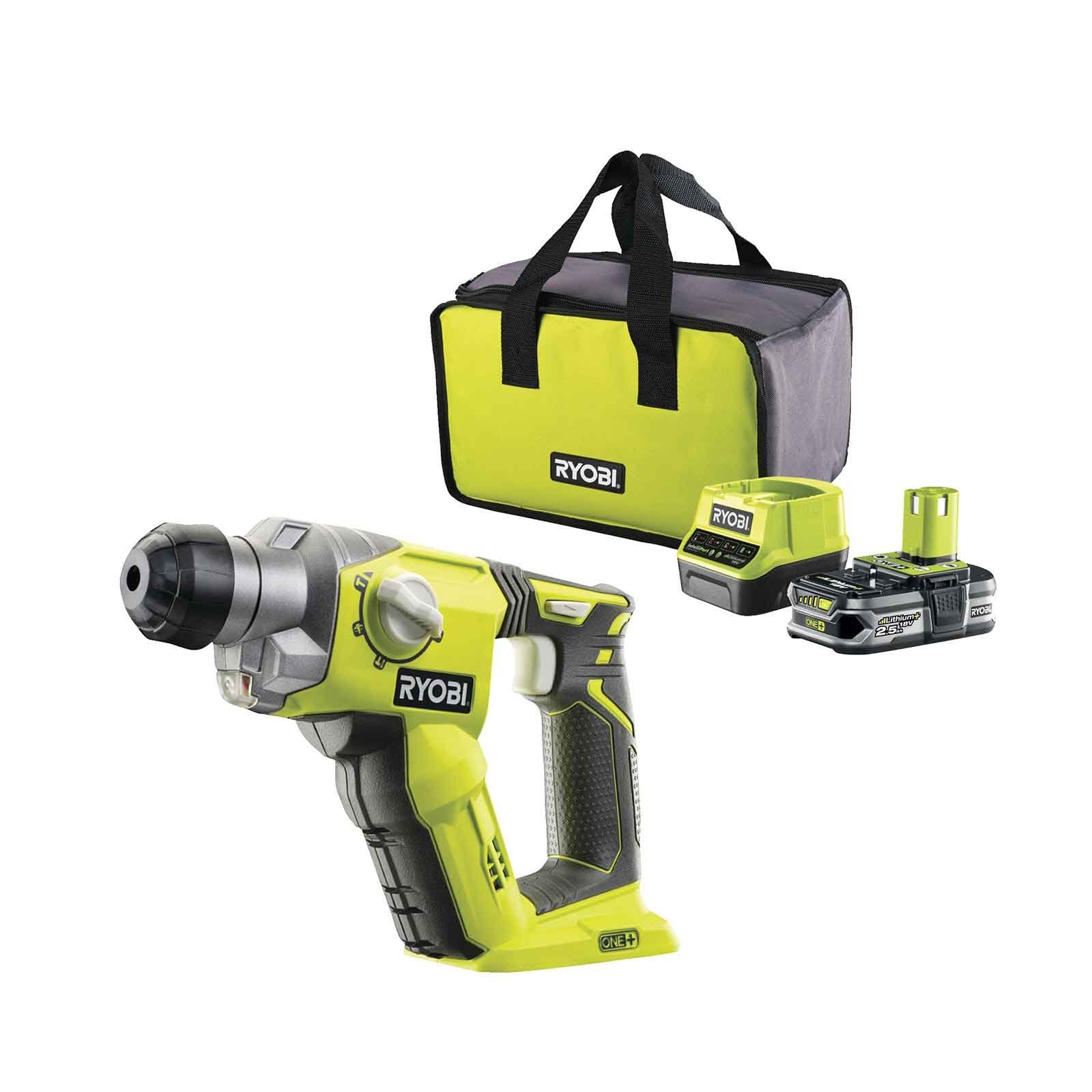 Ryobi Kombihammer Akku-Bohrhammer R18SDS-125S ONE+ Schlagbohrmaschine 1,3 Joule, 18 V, inkl. Ladegerät & 1x Akku