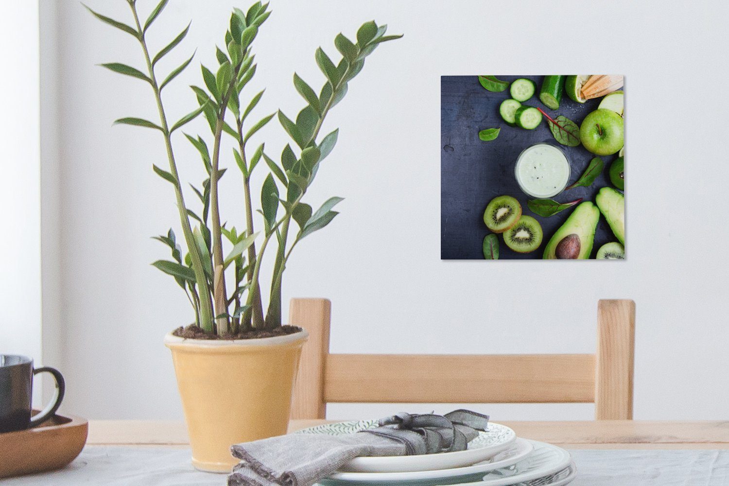 OneMillionCanvasses® Leinwandbild Smoothie für Obst - Leinwand St), Bilder Schlafzimmer - (1 Grün, Wohnzimmer