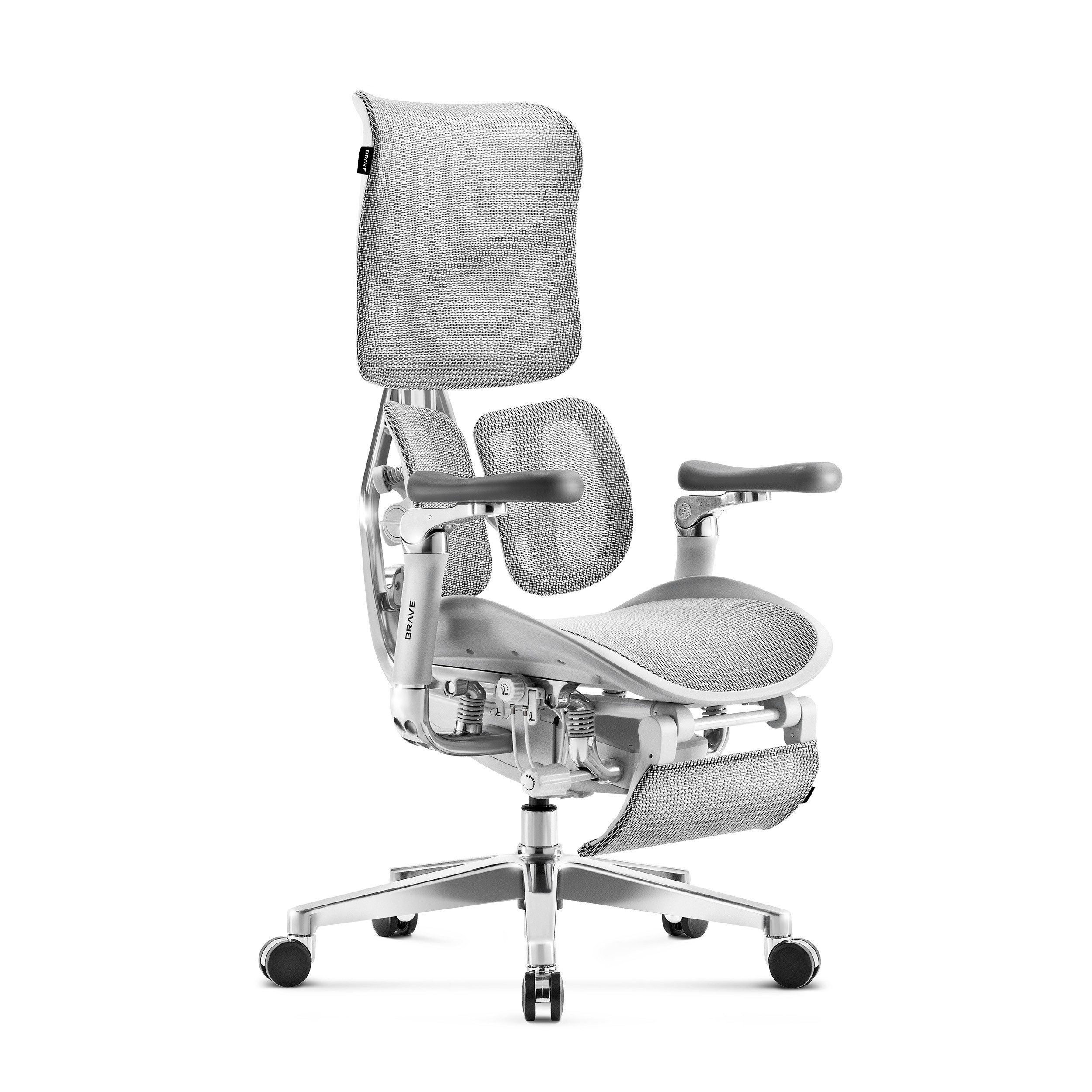 DIABLO CHAIRS Bürostuhl V-Kinetic Velvet V-Mesh ergonomisch AluFrame 120kg Double-Wing (AluFrame Streamline, Velvet V-Mesh, Double-Wing, 5D-Armlehnen), Kopfstütze 5D-Armlehnen Lendenstütze Aluminiumgestell Chefsessel