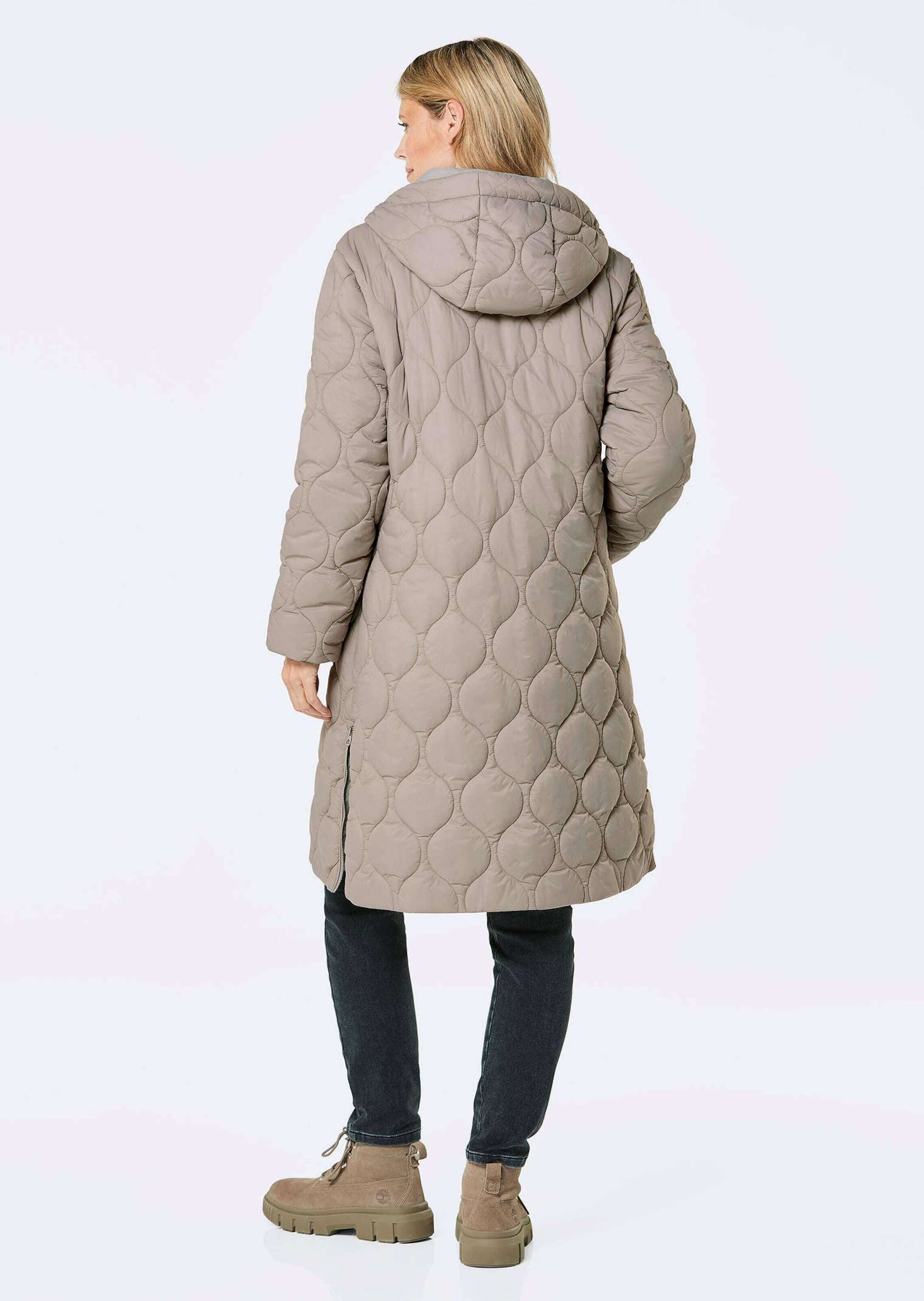 GOLDNER Jerseyblazer Wintermantel mit Stehkragen und Kapuze Wärmende Alltagsjacke mit 2-Wege-Zipper, Langarm mit Jerseybündchen – Bild 3 von 5