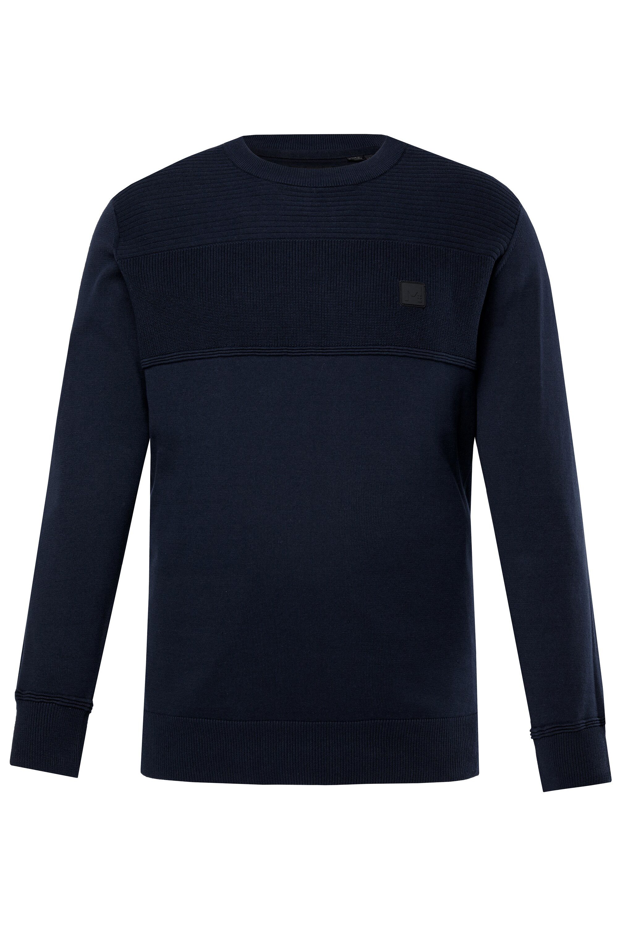 Rundhalspullover Pullover Strukurstrick Badge