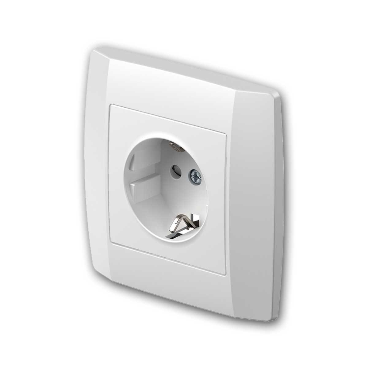 TEM Unterputz-Steckdose 50x LOGIQ Steckdose weiß 250V~/16A mit Rahmen