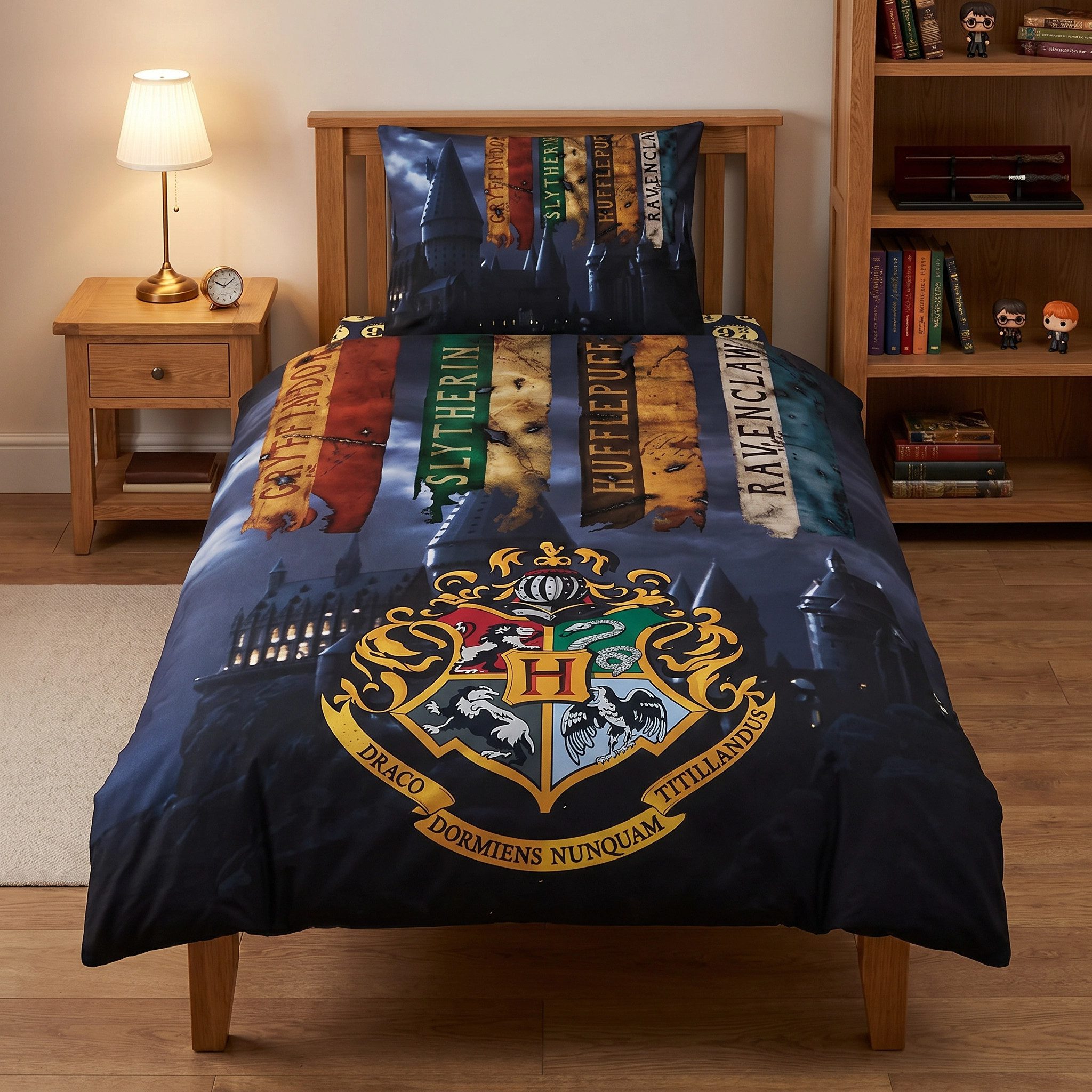 Harry Potter Kinderbettwäsche Harry Potter Hogwarts Bettwäsche Set, Mikrofaser, Deckenbezug 135-140x200 - Kissenbezug 63x63 cm