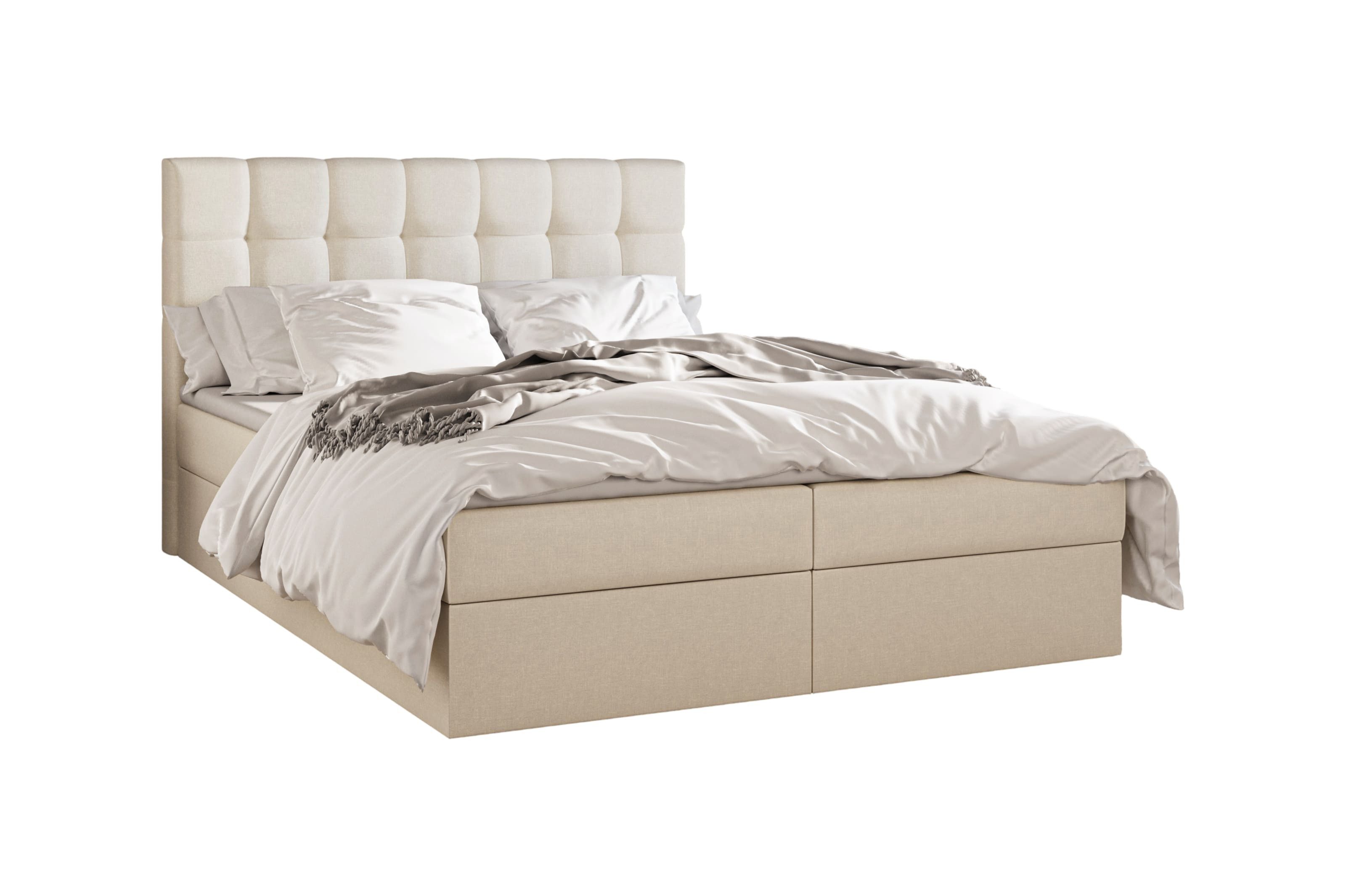 MOEBLO Boxbett Bett 05 (Polsterbett Kontinentalbett, Bonell, Topper, Doppelbett 140x200, gepolstertes Kopfteil mit Bettkasten), gepolstertes Kopfteil mit Bettka – Bild 5 von 5
