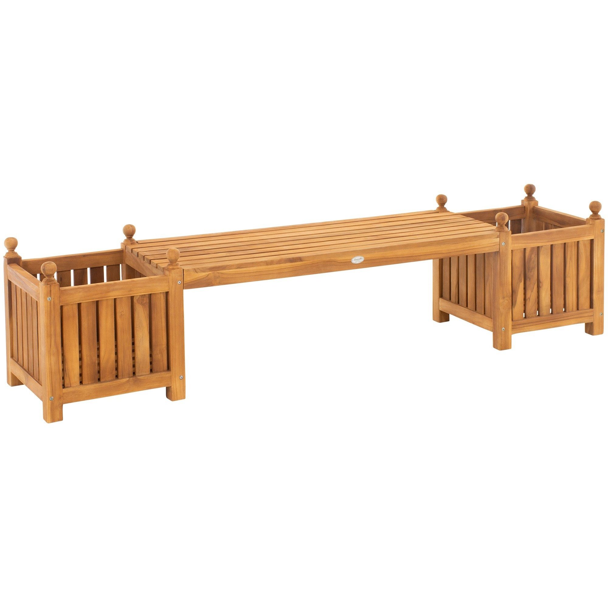 CLP Gartenbank Pflanzkastenbank Terrassenbank Sitzbank (Spar-Set, 1-St., 210 x 45 x 50 cm robust), 2 integrierte Blumenkästen, Teakholz, bis 150 kg