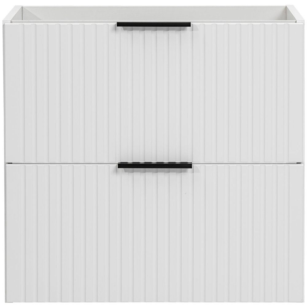 Lomadox Waschbeckenschrank ADELAIDE-56-WHITE Waschtischunterschrank matt weiß gerillt, 2 Auszüge, 60/57/46 cm