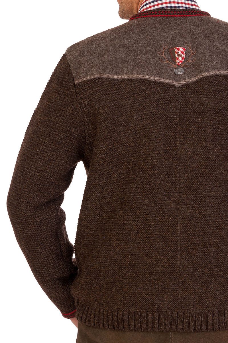 Spieth & Wensky Trachtenstrickjacke Trachten Strickjacke Herren - RAMSTEIN - braun