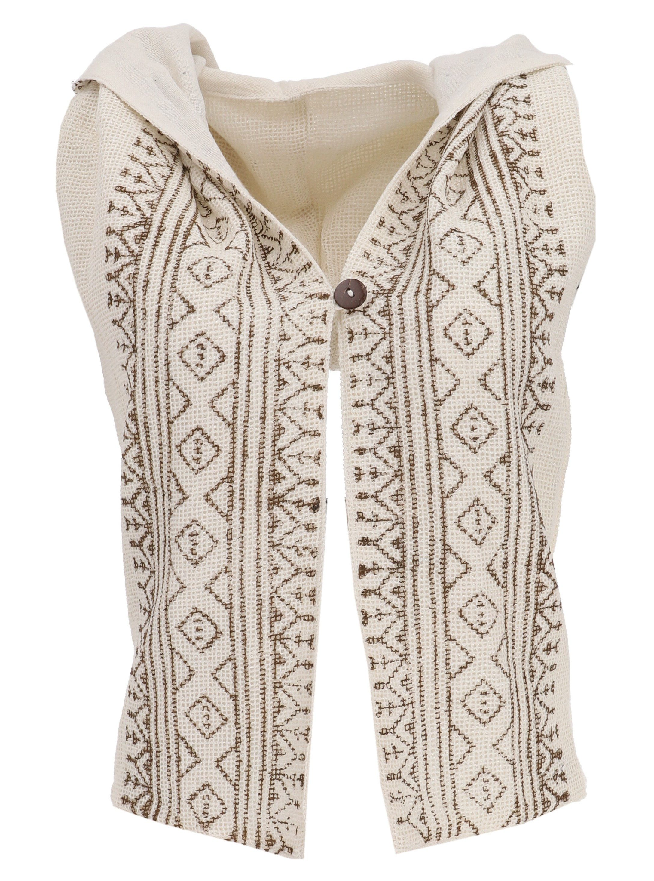 Guru-Shop Langjacke Rückenfreie Boho Weste mit Kapuze, Festival.. alternative Bekleidung