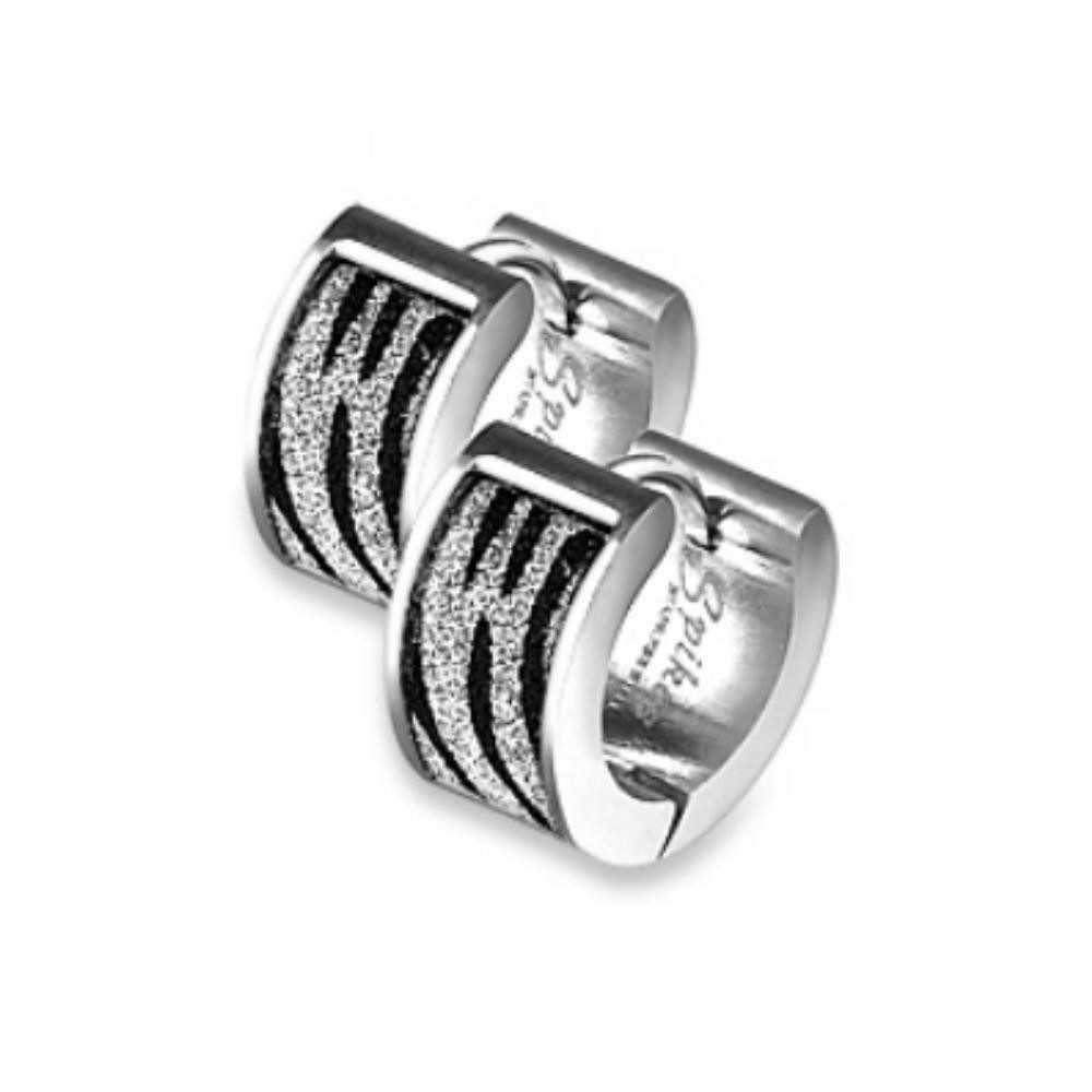 Creolen-Set Creolen Zebrastreifen silber aus Edelstahl für Damen