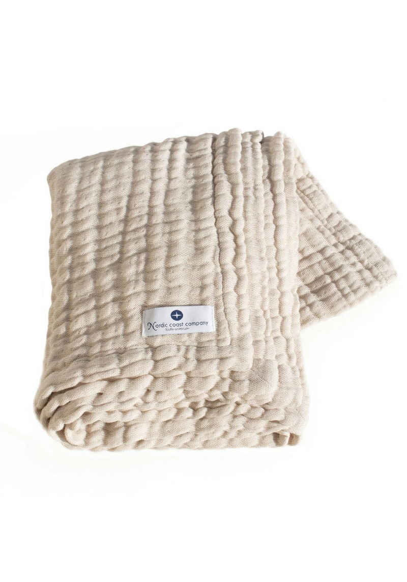 Babydecke, Nordic Coast Company, Musselin Decke Premium 4 in 1 Baby Krabbeldecke Natur Weiß 100% Baumwolle Mulltuch Babydecke Pucktuch Spucktuch Hochwertige Qualität