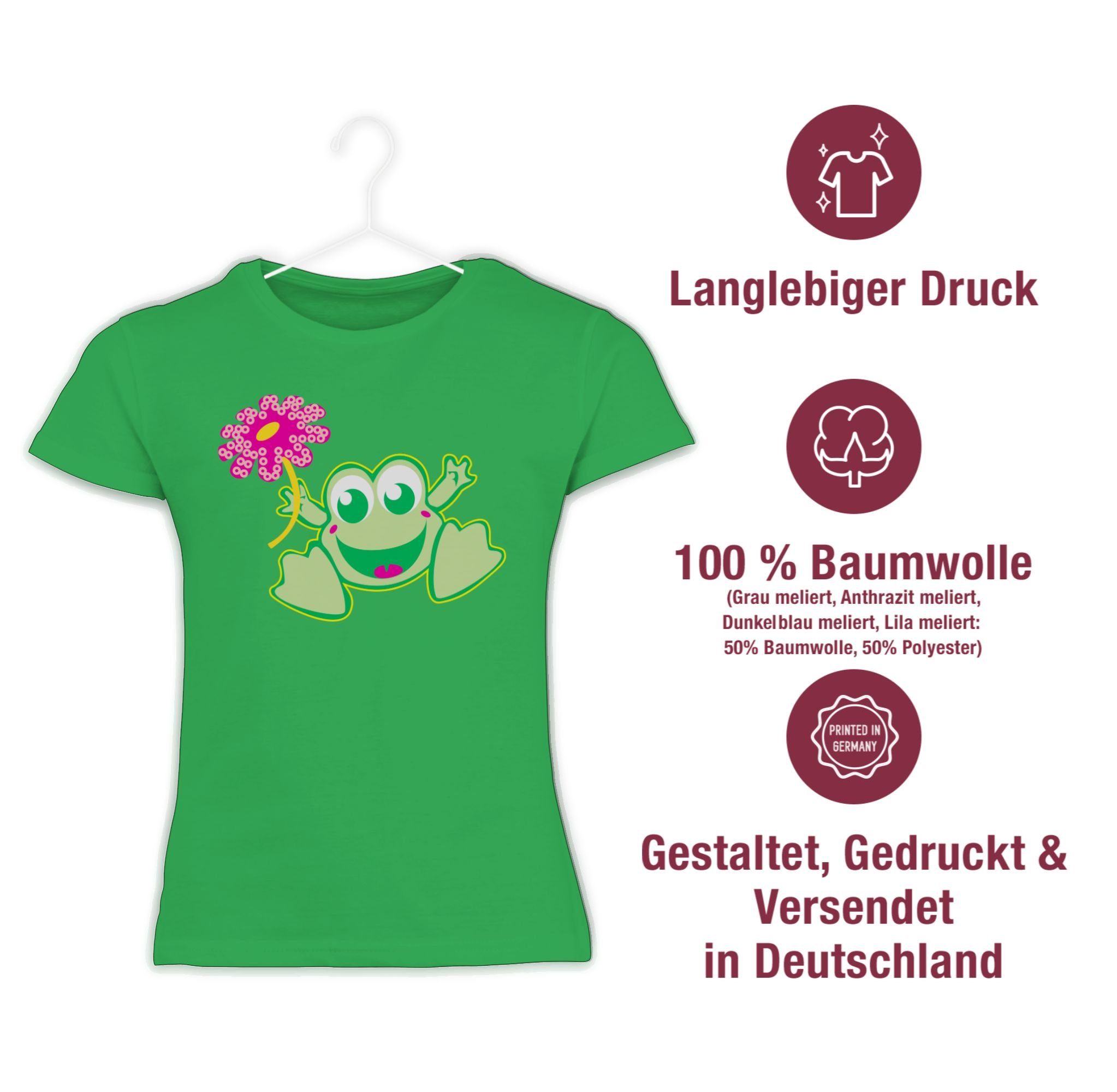 Shirtracer mit Blume 1 Frosch Kindermotive Grün T-Shirt