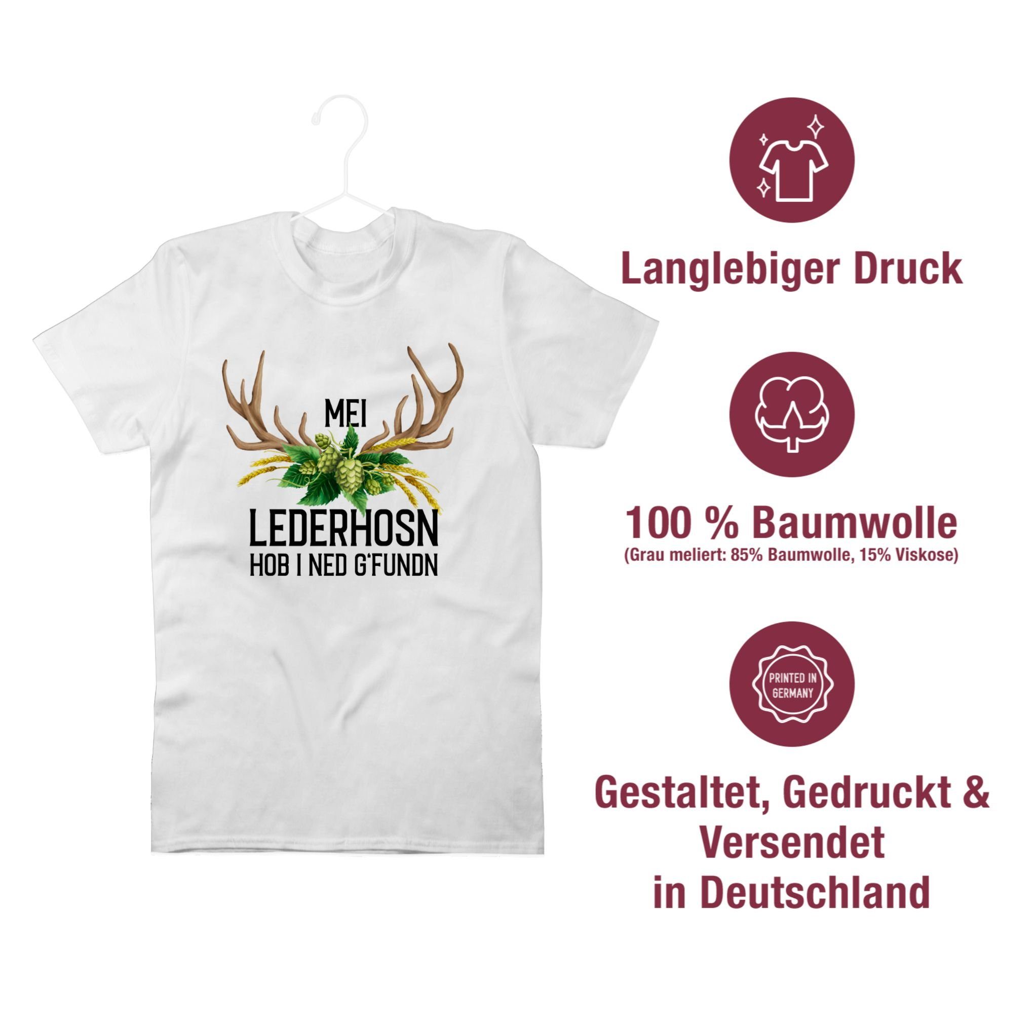 Oktoberfest Herren Weizen für Hirschgeweih i Lederhosn ned Mode - hob und 02 Weiß Shirtracer g'fundn Mei Hopfen T-Shirt