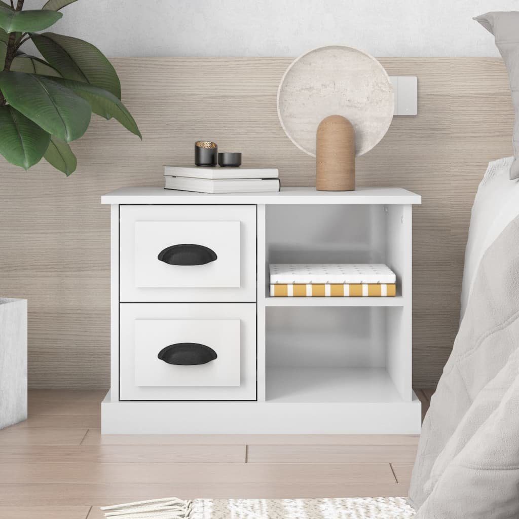 vidaXL Nachttisch Nachttisch Hochglanz-Weiß 60x35,5x45 cm (1-St) – Bild 2 von 5