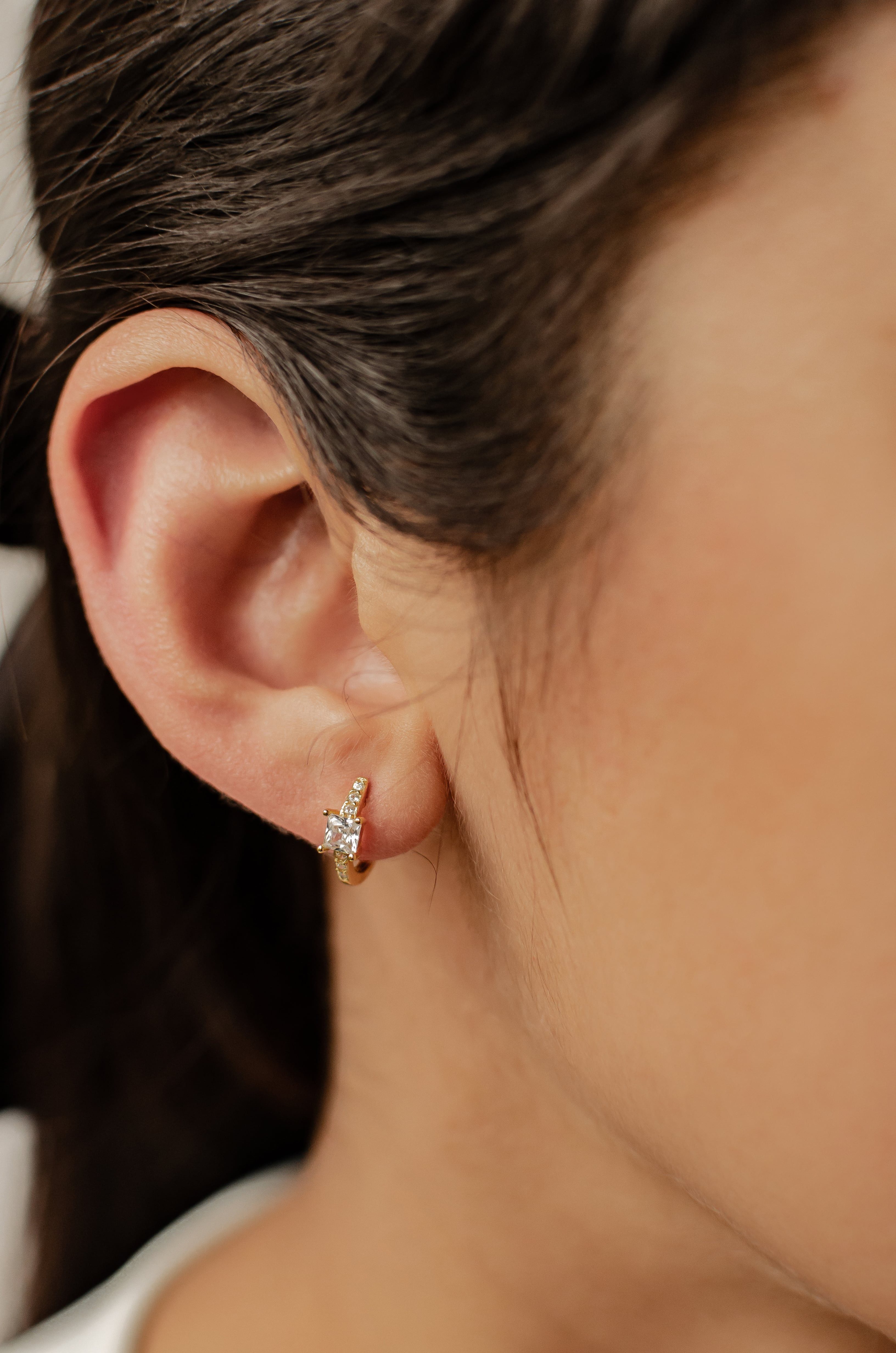 Hey Happiness Paar Creolen Silber 925 Ohrringe Zirkon, 18K Vergoldet, Damen günstig online kaufen