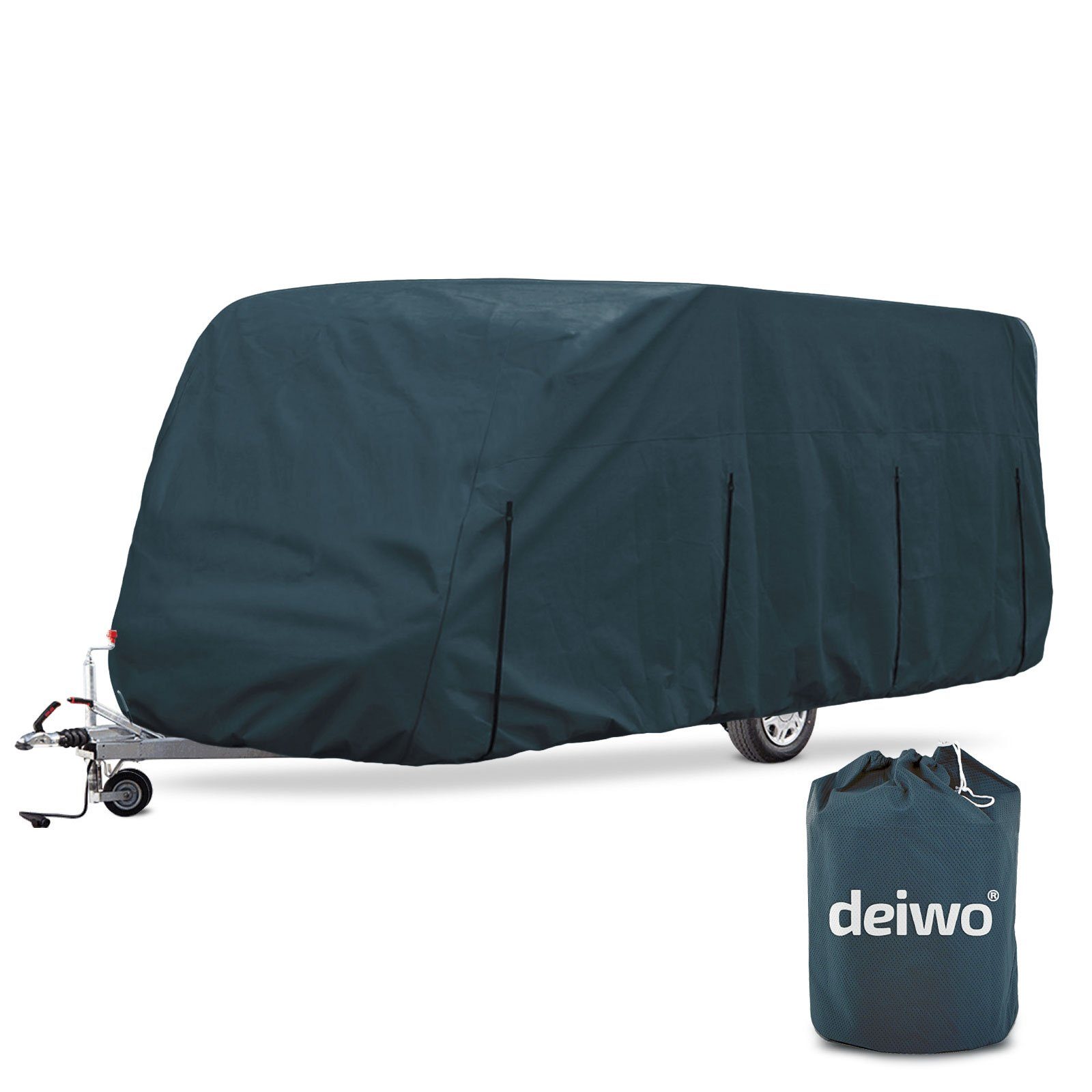 deiwo Wohnwagenschutzhülle Essential Wohnwagen Schutzhülle 550x220x250cm Abdeckplane Caravan (Packung)