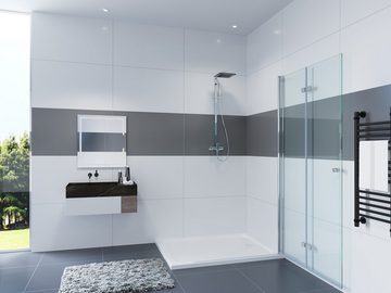 IMPTS Duschwand walk in dusche, glas Duschwand, Duschabtrennung, 2-teilig faltbar Duschkabine
