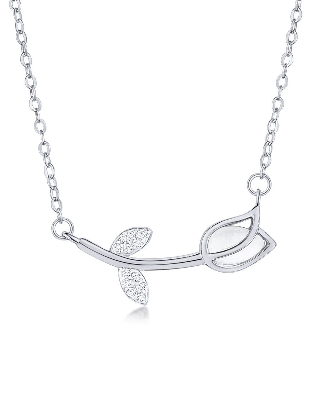 Kette mit Anhänger 'Rosie' Damen Halskette Silber 925 Blumen Anhänger Kristall