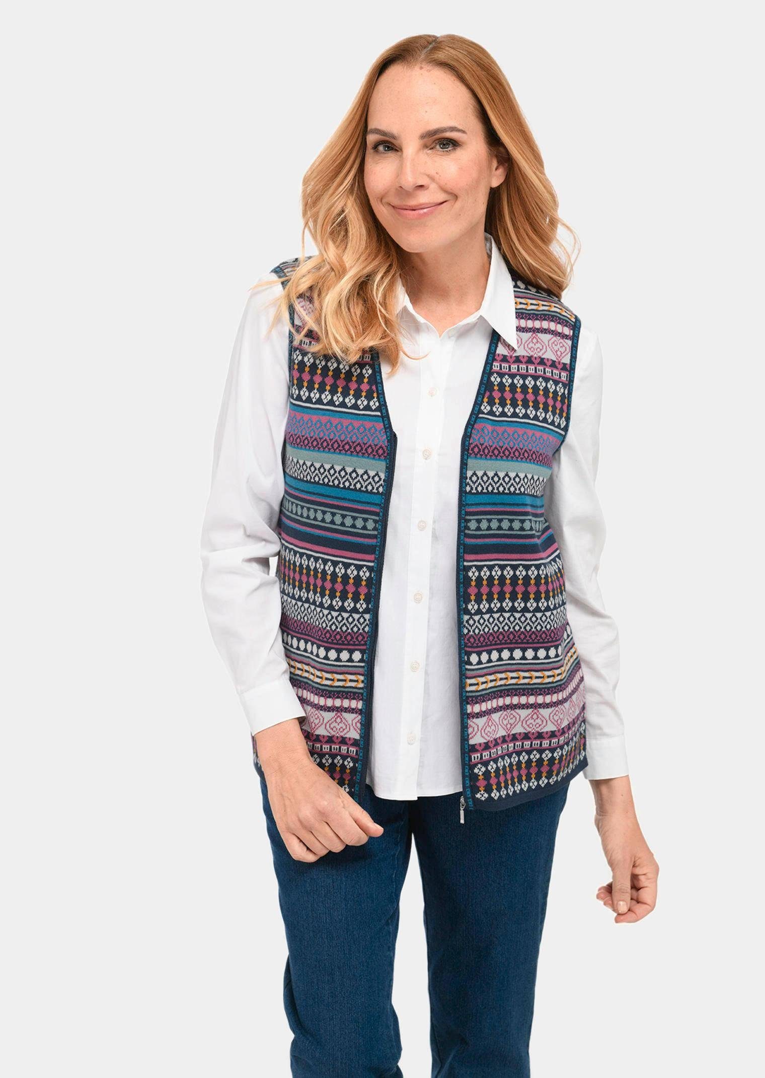 Strickweste Jacquardstrickweste mit farbenfrohem Ringelmuster